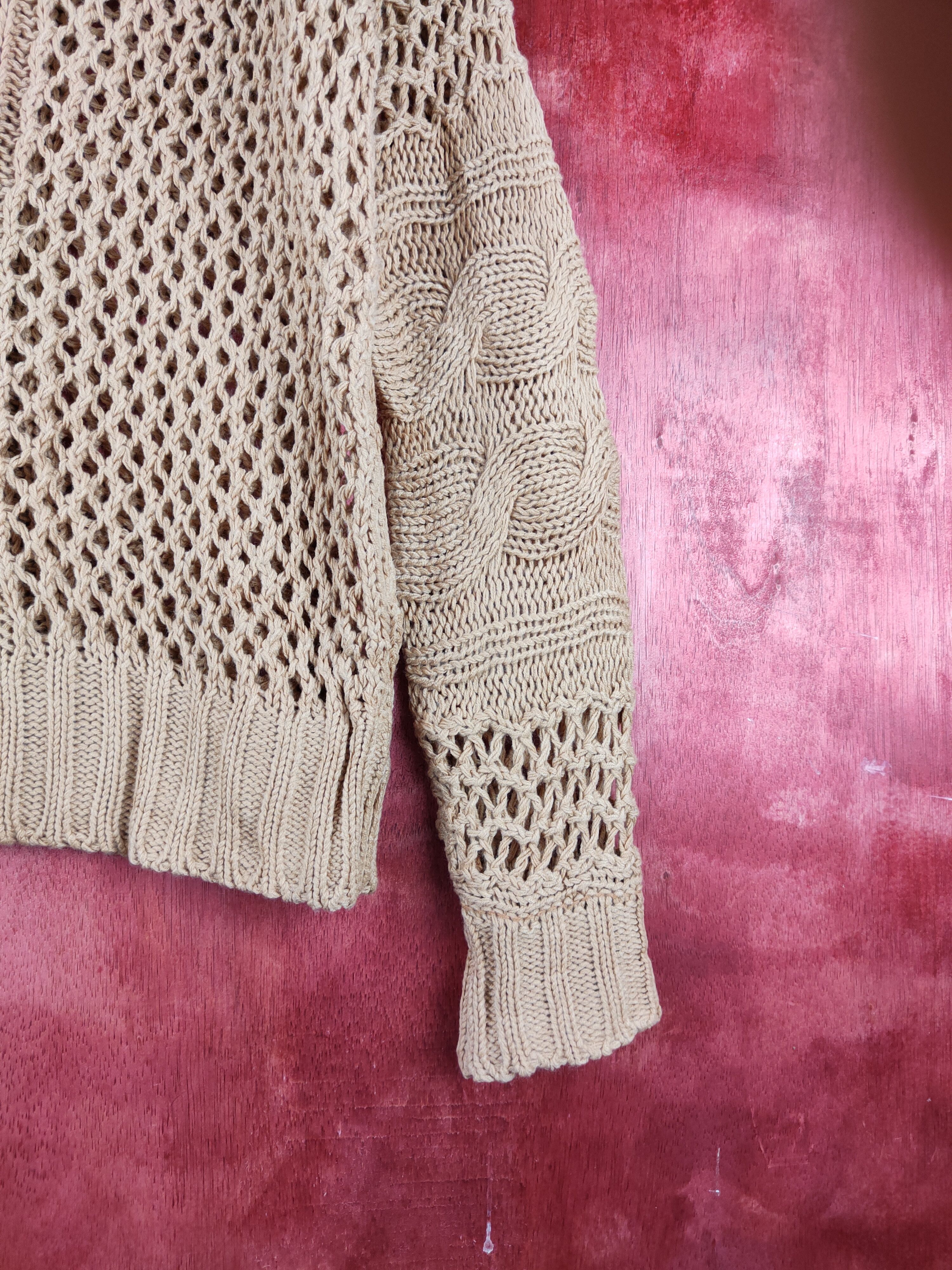 Grailed × Homespun Knitwear × Japanese Brand Mocca Brown Crochet Meshnet Knitwear Sweatshirt #S994 Size L / US 10 / IT 46 - 6 Thumbnail