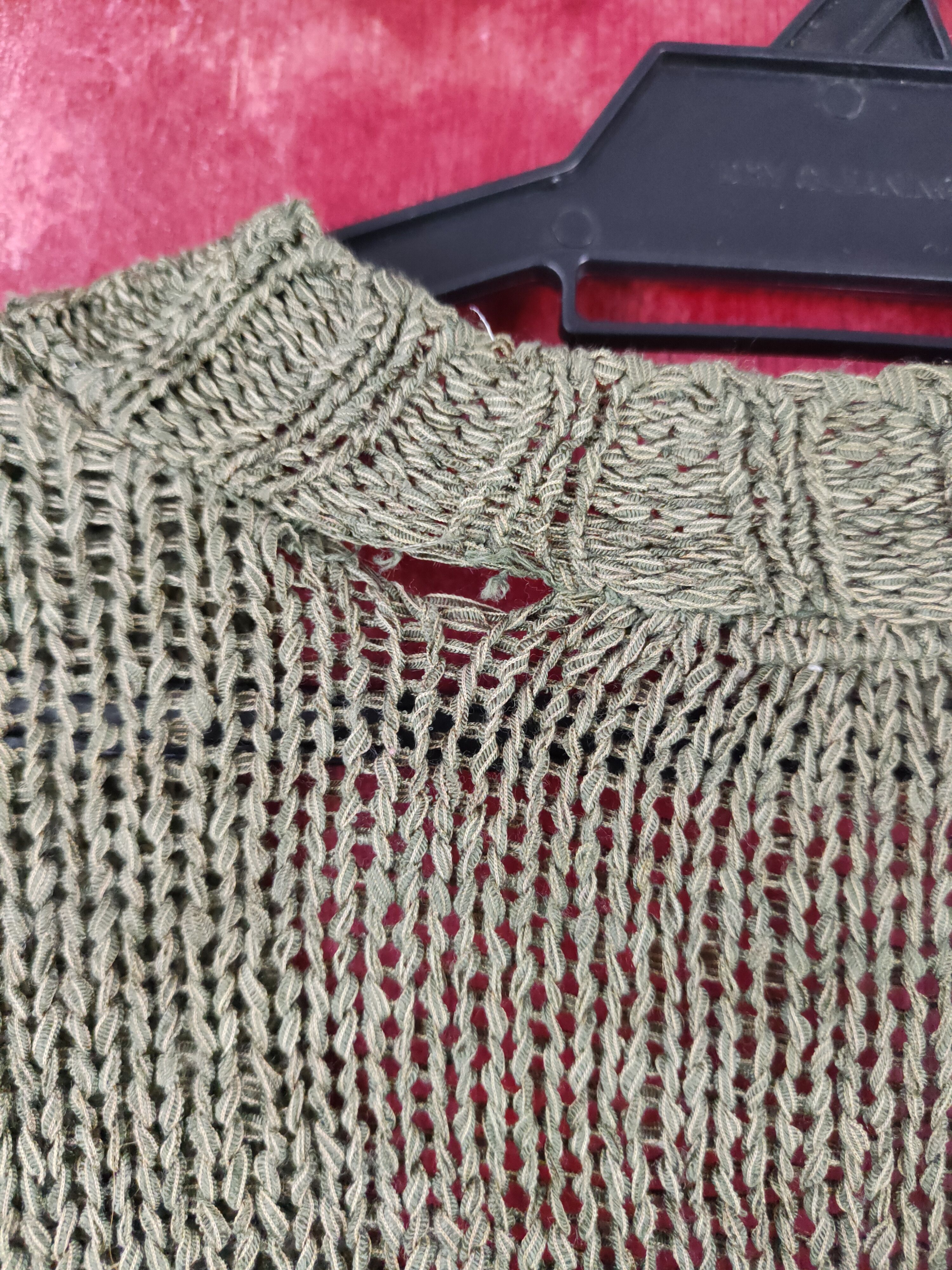 Vintage Miller's Olive Crochet Meshnet Knitwear Cardigan #S982 Size L / US 10 / IT 46 - 7 Thumbnail