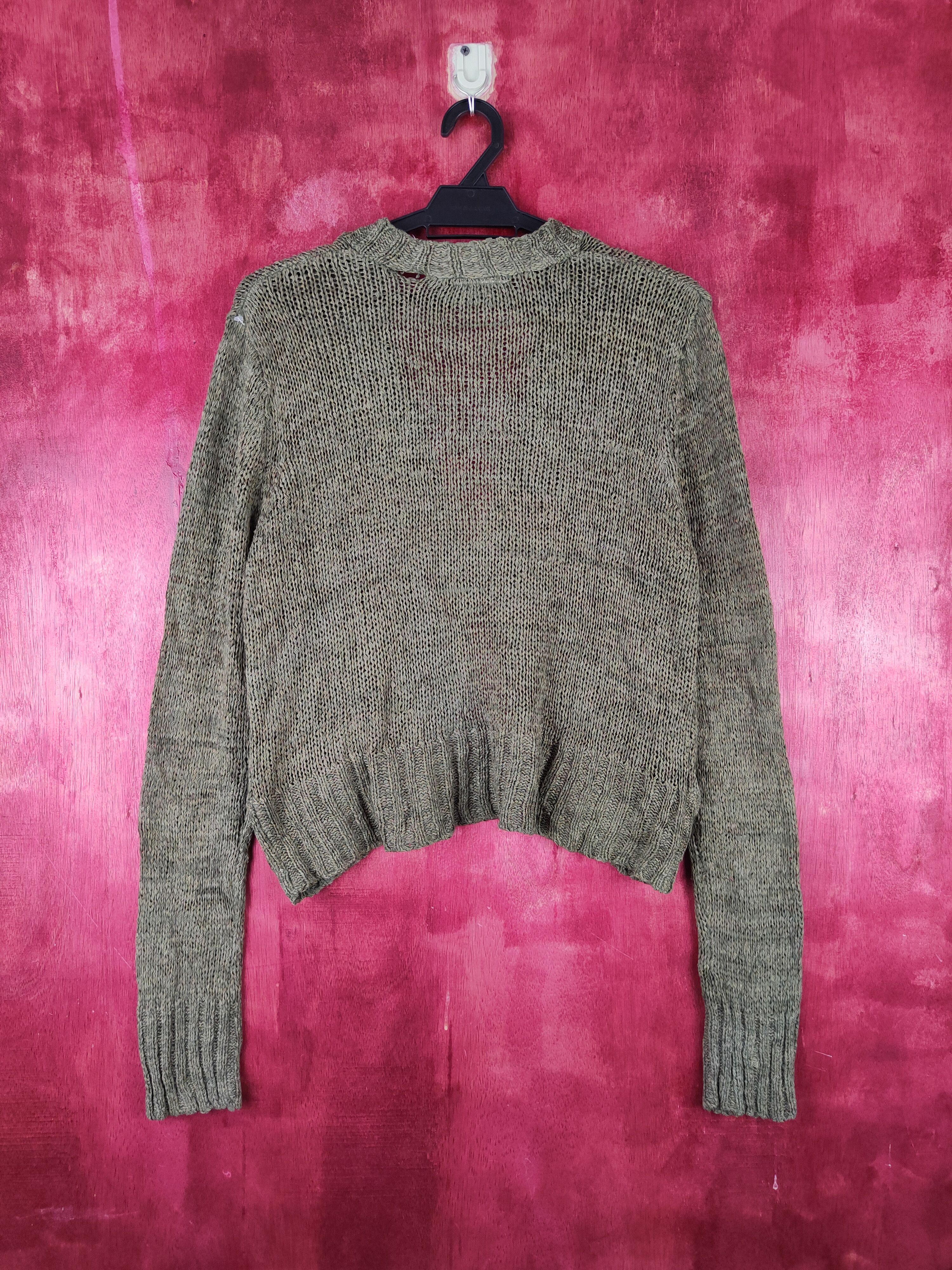Vintage Miller's Olive Crochet Meshnet Knitwear Cardigan #S982 Size L / US 10 / IT 46 - 8 Thumbnail