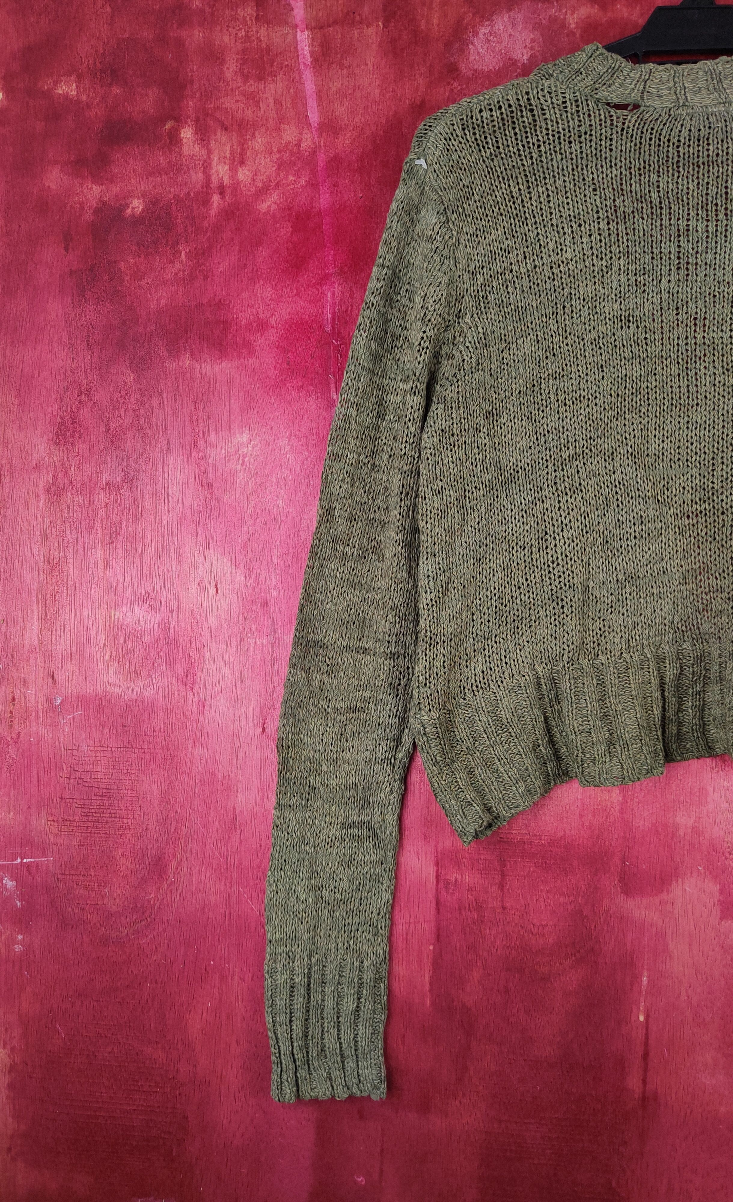 Vintage Miller's Olive Crochet Meshnet Knitwear Cardigan #S982 Size L / US 10 / IT 46 - 9 Thumbnail