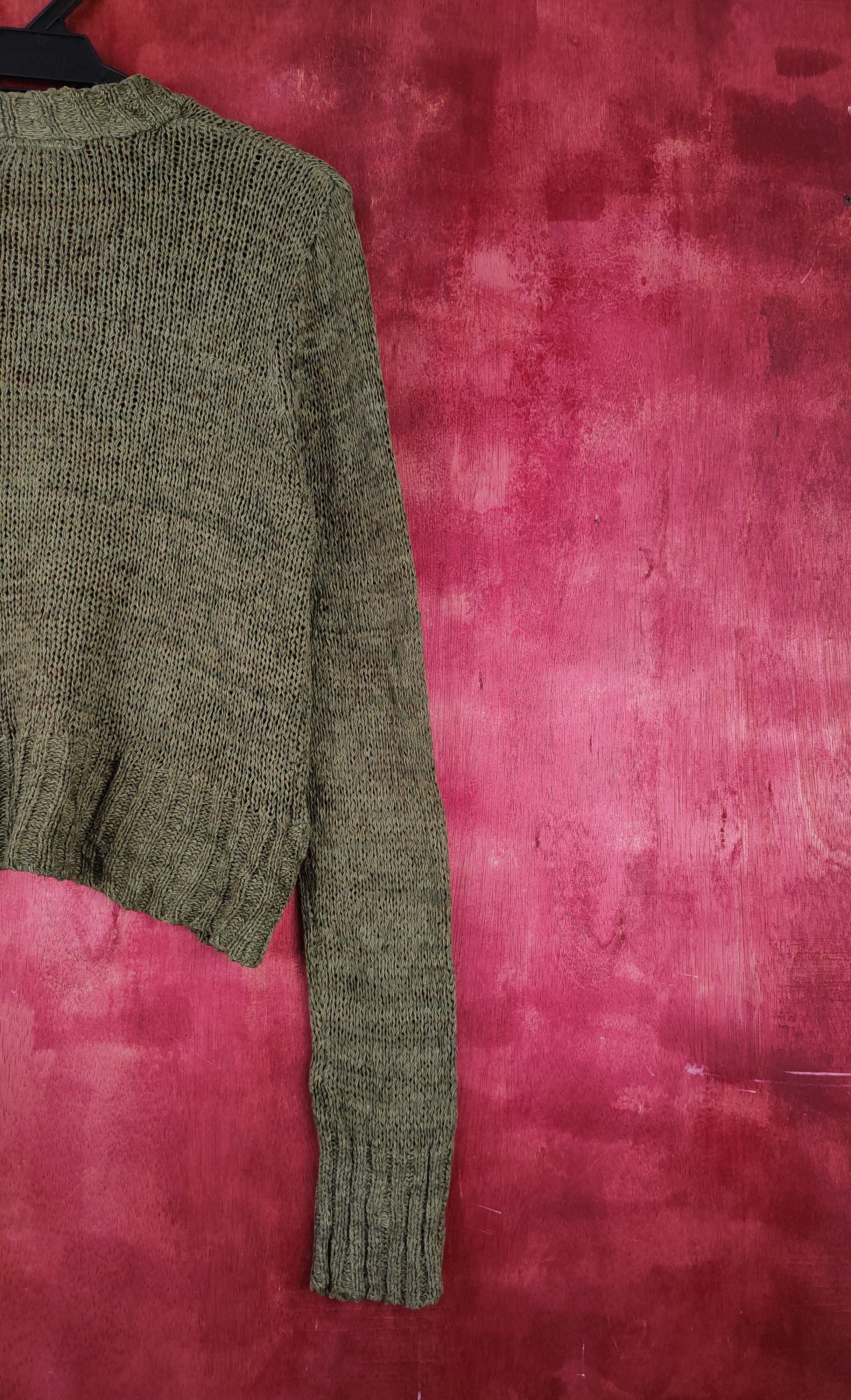 Vintage Miller's Olive Crochet Meshnet Knitwear Cardigan #S982 Size L / US 10 / IT 46 - 10 Thumbnail