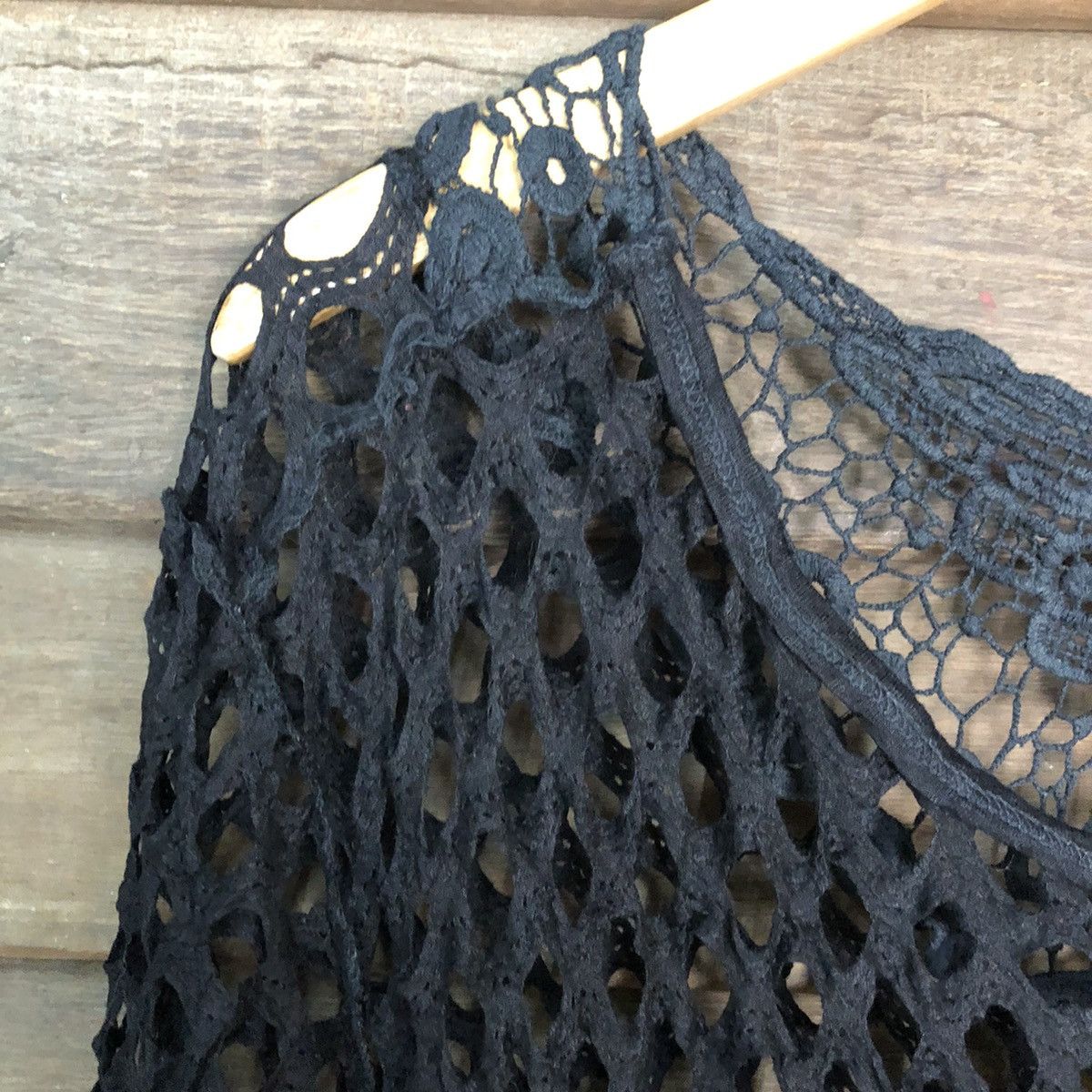 Vintage Japan Mesh Net Crochet Black Cardigan Knitwear #7213 Size L / US 10 / IT 46 - 4 Thumbnail