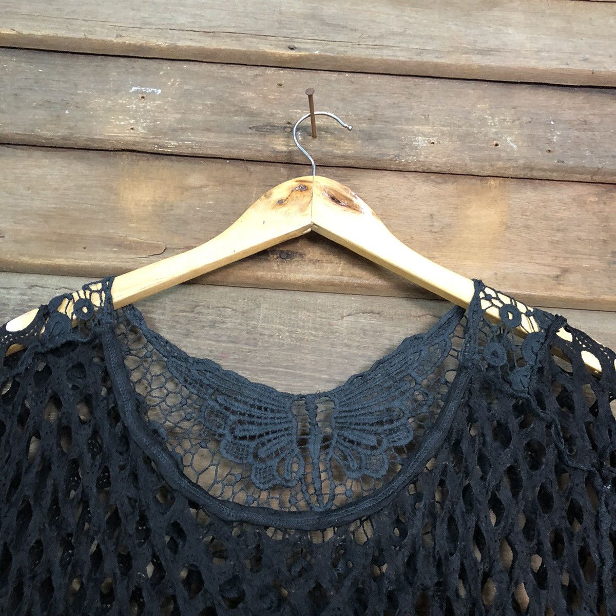 Vintage Japan Mesh Net Crochet Black Cardigan Knitwear #7213 Size L / US 10 / IT 46 - 7 Thumbnail
