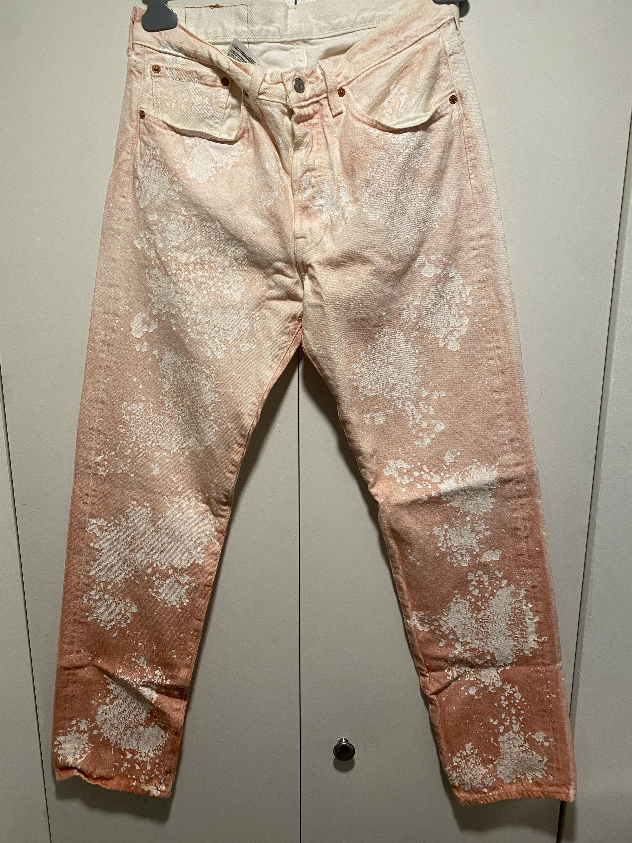 image of Denim Tears Brick Mason Jean White/red Clay Size 31 X 32 in Pink White, Men's