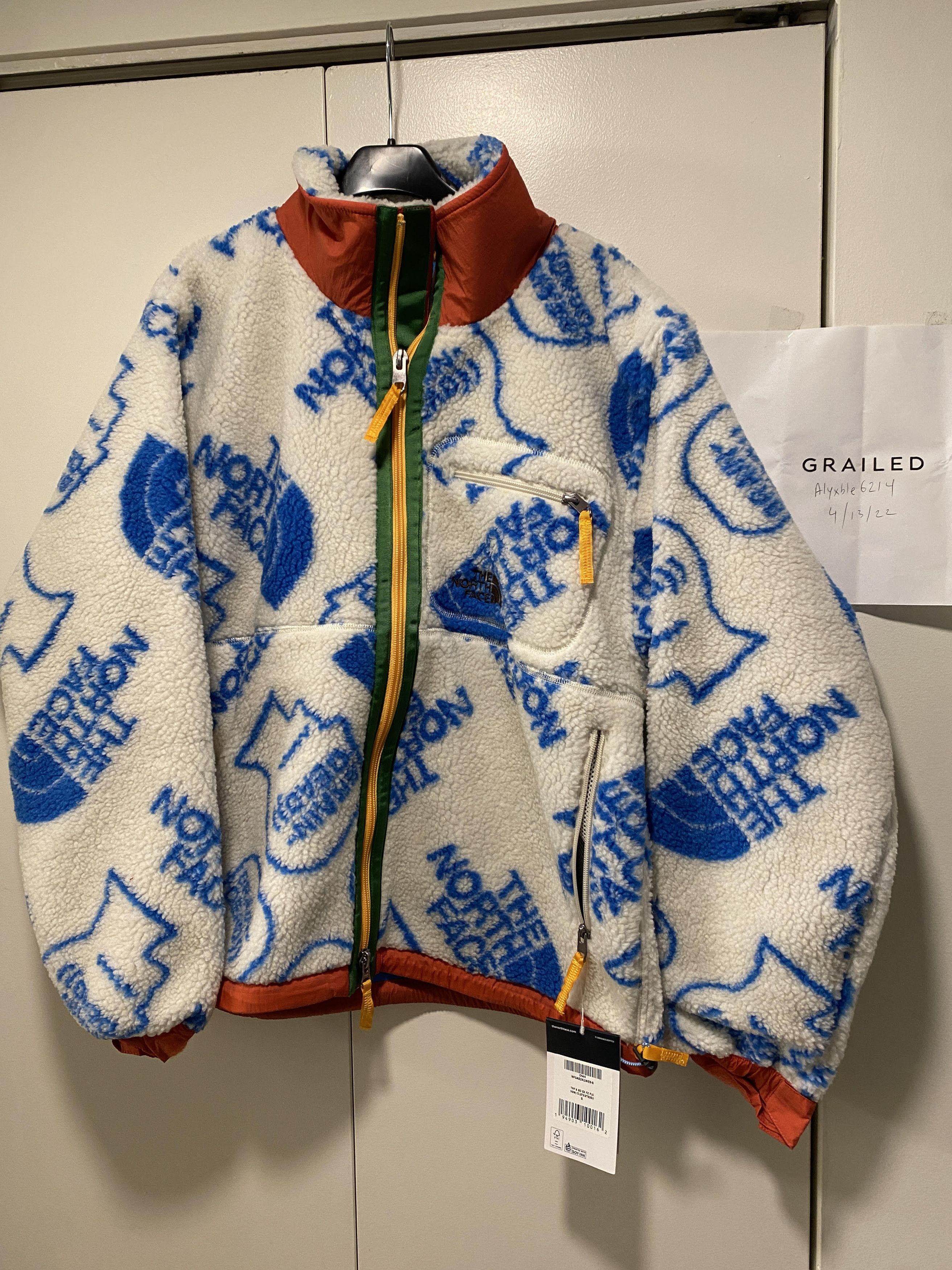image of Brain Dead x The North Face Extreme Pile Full Zip Fleece White F/w 20 in Blue White, Men's (Size XL