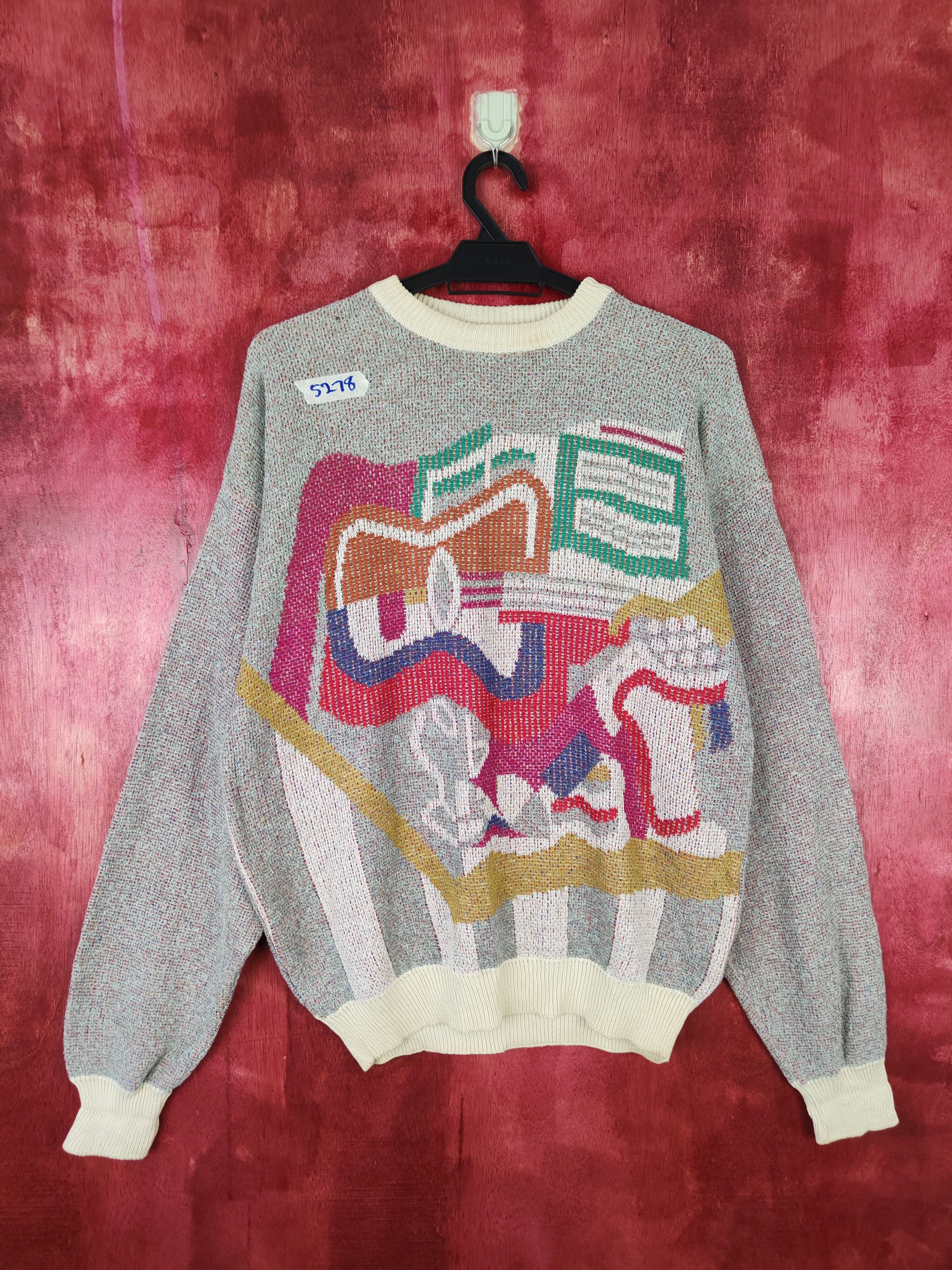 image of Japan Art Style Gray Knitwear Sweatshirt 5278 in Grey, Women's (Size Medium)