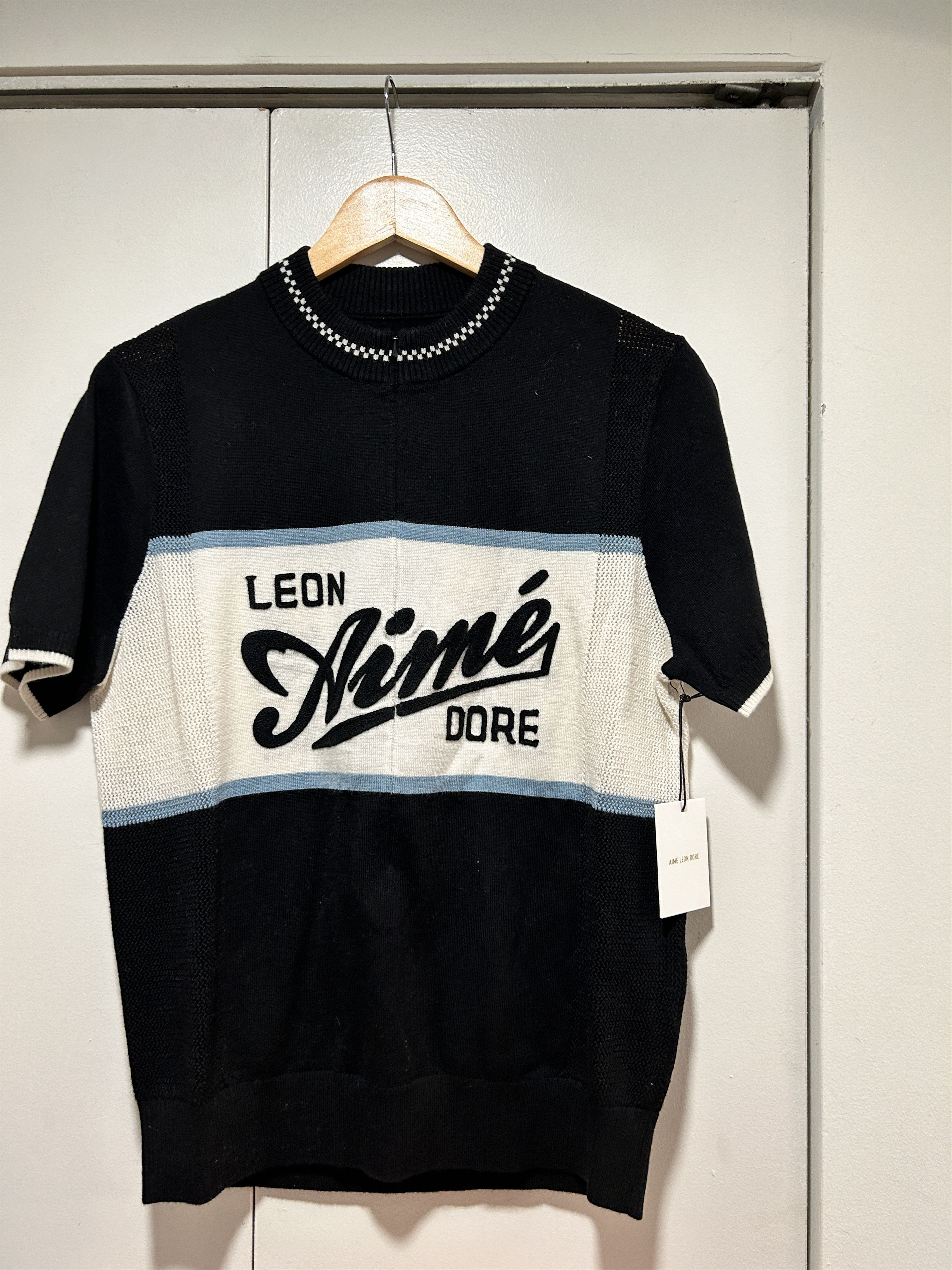 image of Aime Leon Dore Knit Cycling Jersey - Black in Blue, Men's (Size Medium)