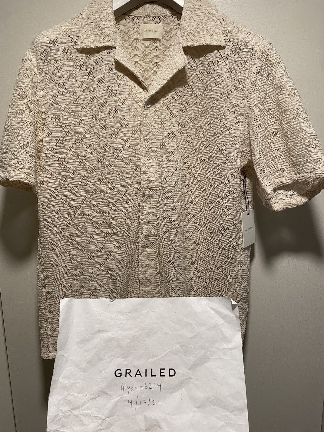 Aime Leon Dore Rico Shirt Cream lace crochet Woven Button AfterGlow ss22 Size US L / EU 52-54 / 3 - 5 Thumbnail