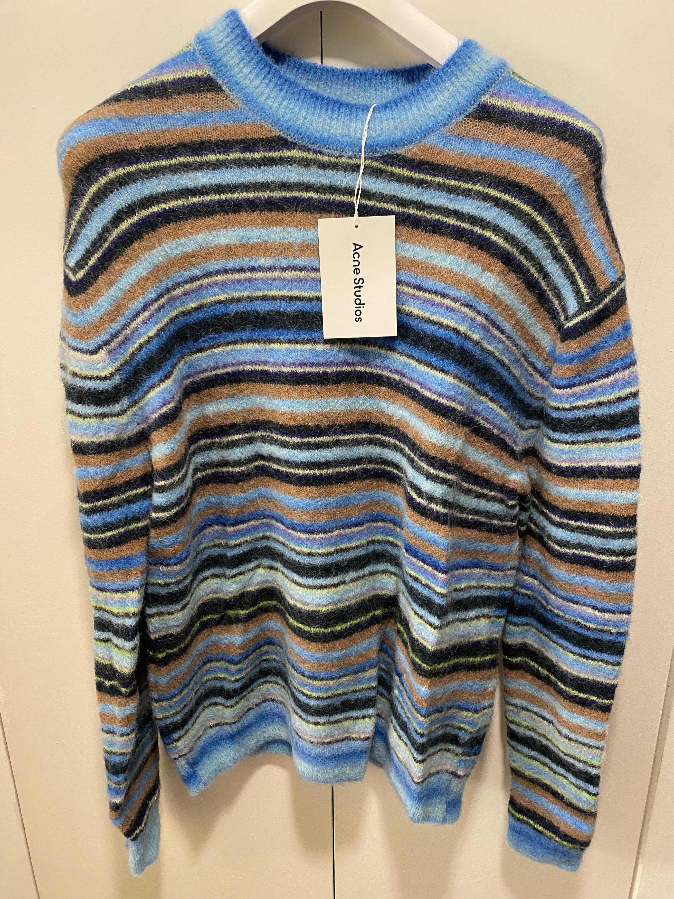 Acne Studios Acne Studios Nosti Sweater Mohair Seasonal Stripe Azure Blue Size US L / EU 52-54 / 3 - 1 Thumbnail