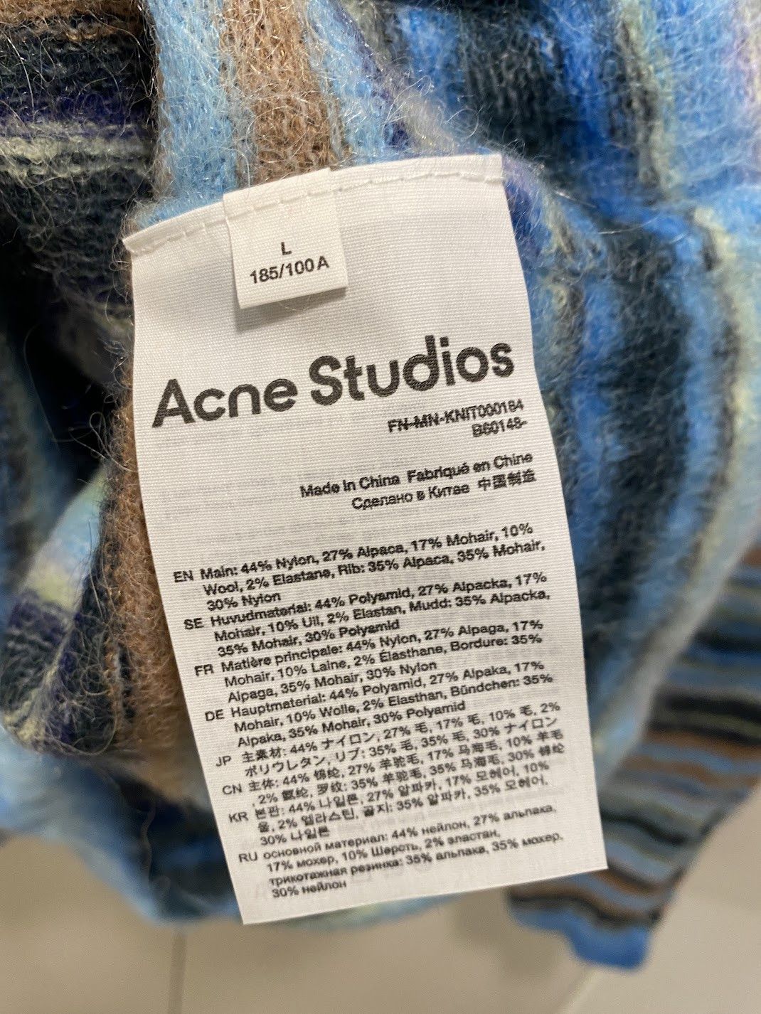 Acne Studios Acne Studios Nosti Sweater Mohair Seasonal Stripe Azure Blue Size US L / EU 52-54 / 3 - 2 Thumbnail