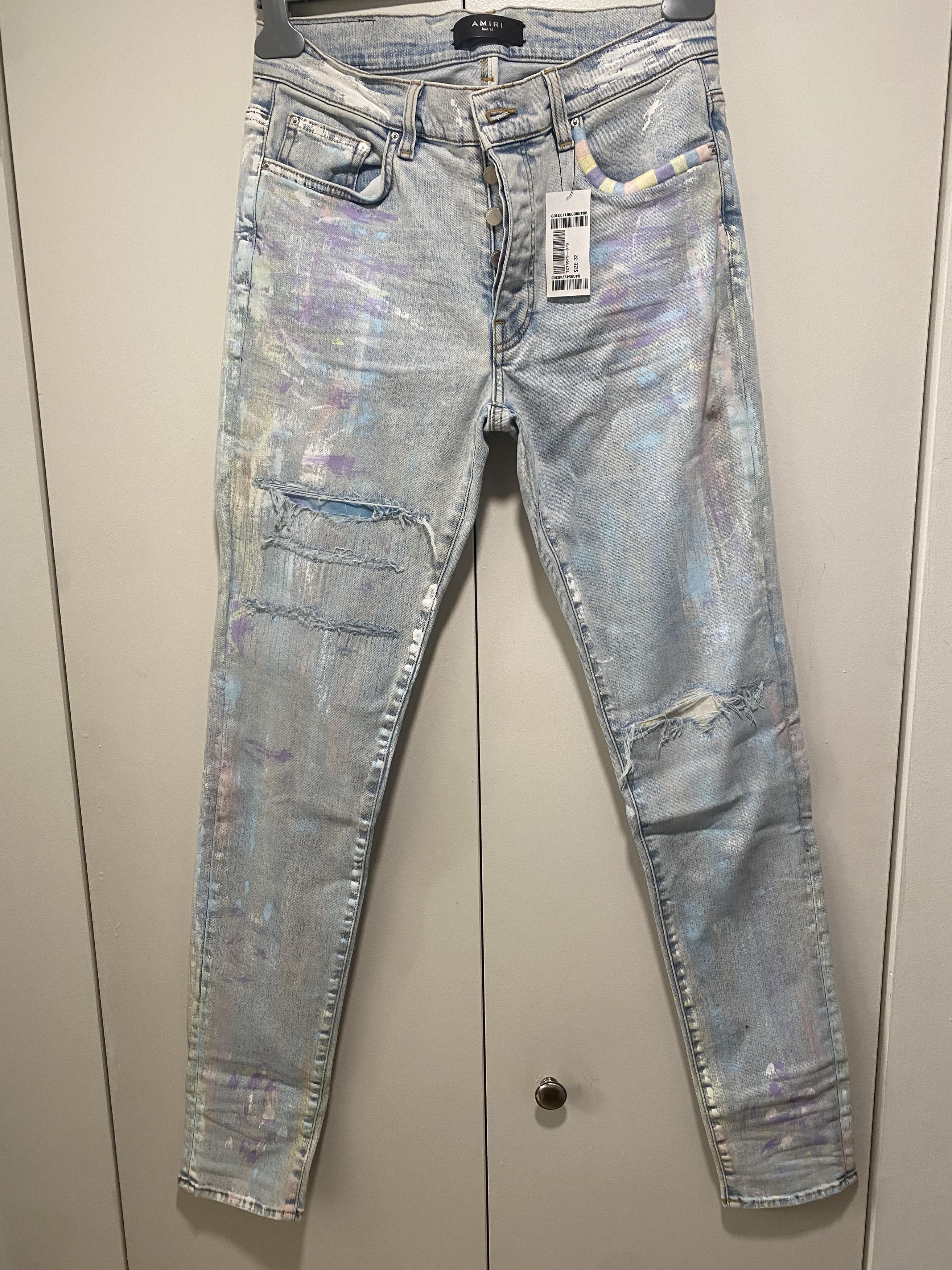 image of Amiri Painter Tie Dye Patch Jean Sky Indigo, Men's (Size 32)