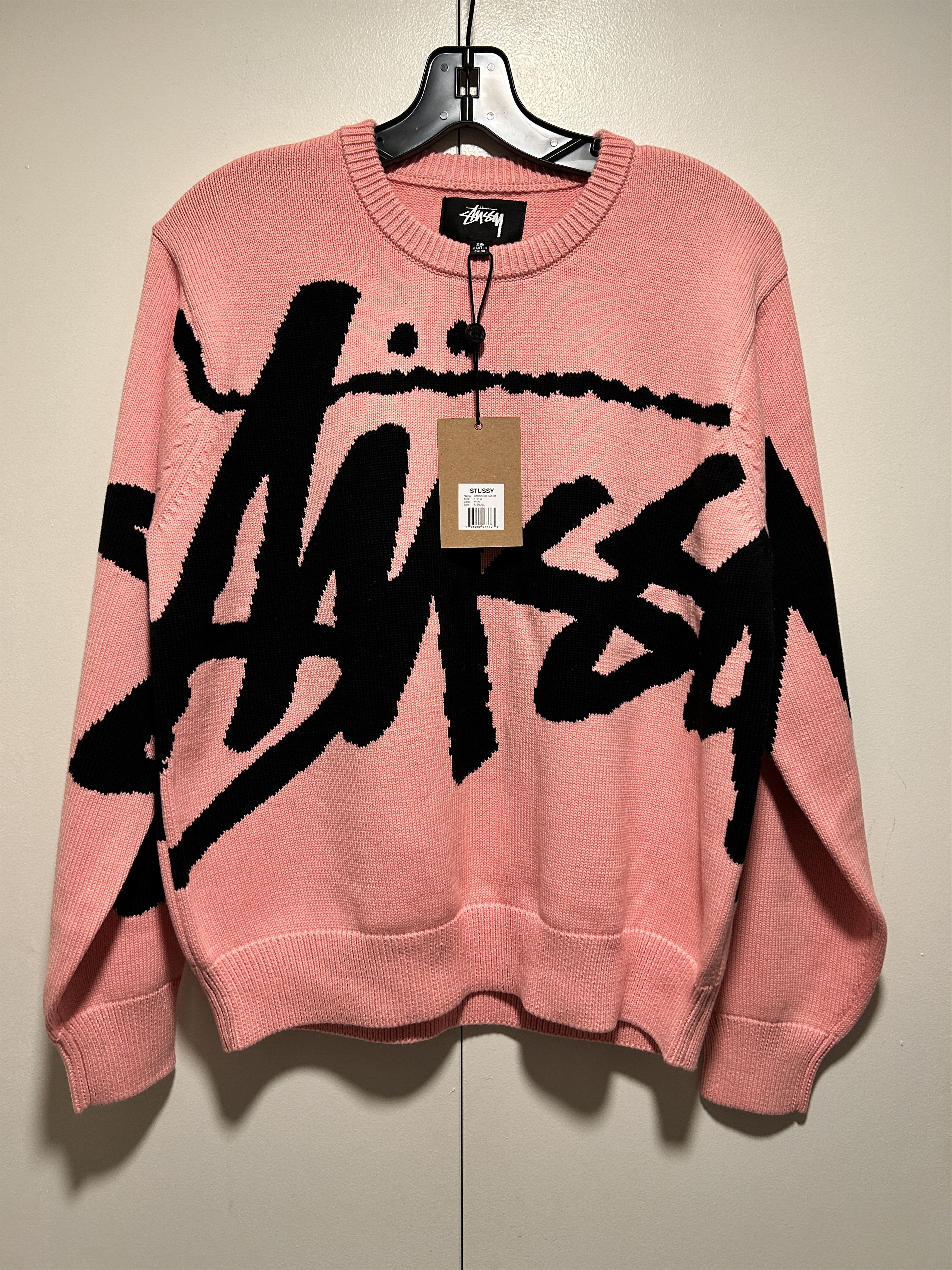 image of Stussy Stock Sweater in Pink, Men's (Size XS)