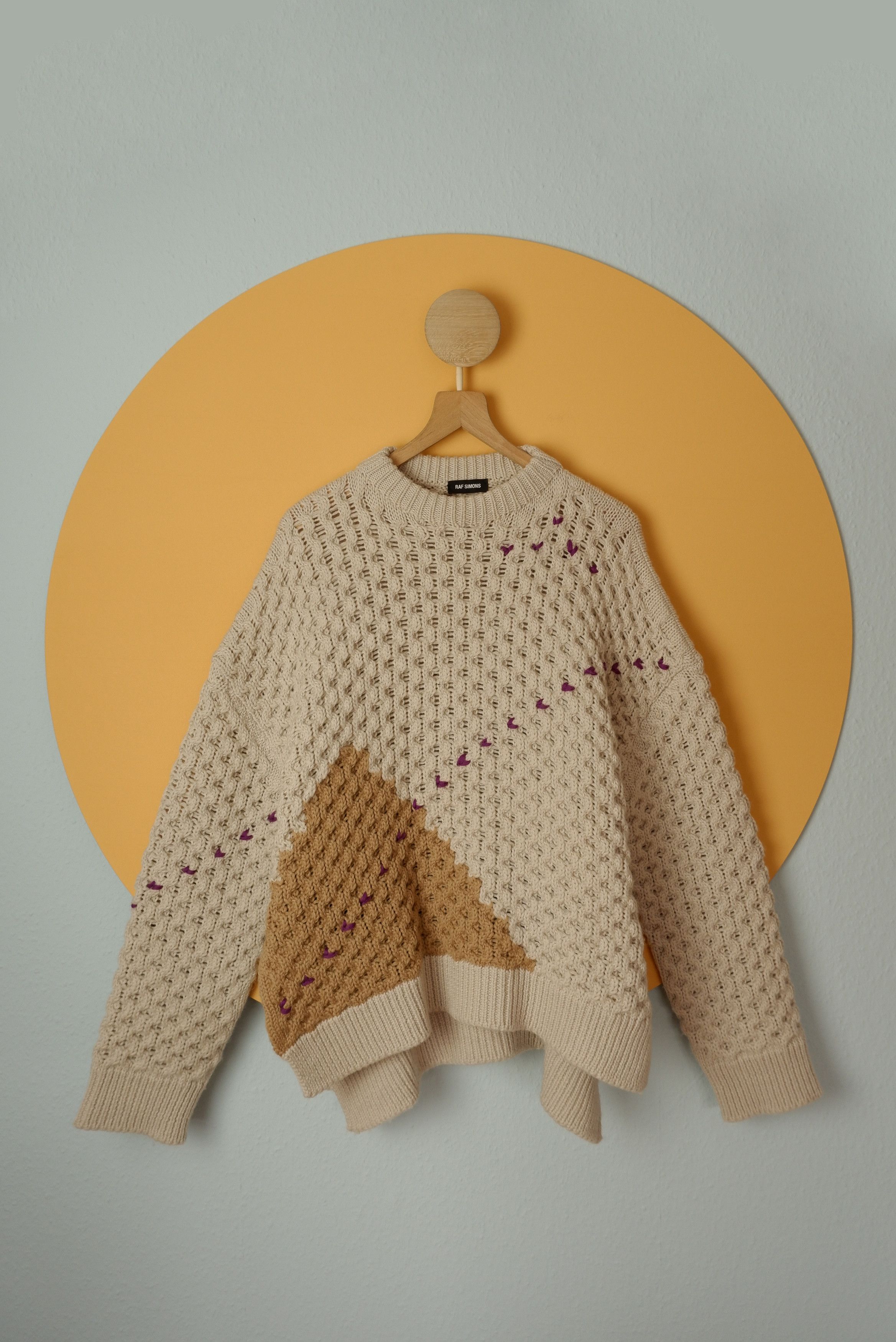 image of Raf Simons Elastic Strap Roundneck Sweater Aw18 in Ecru, Men's (Size Medium)