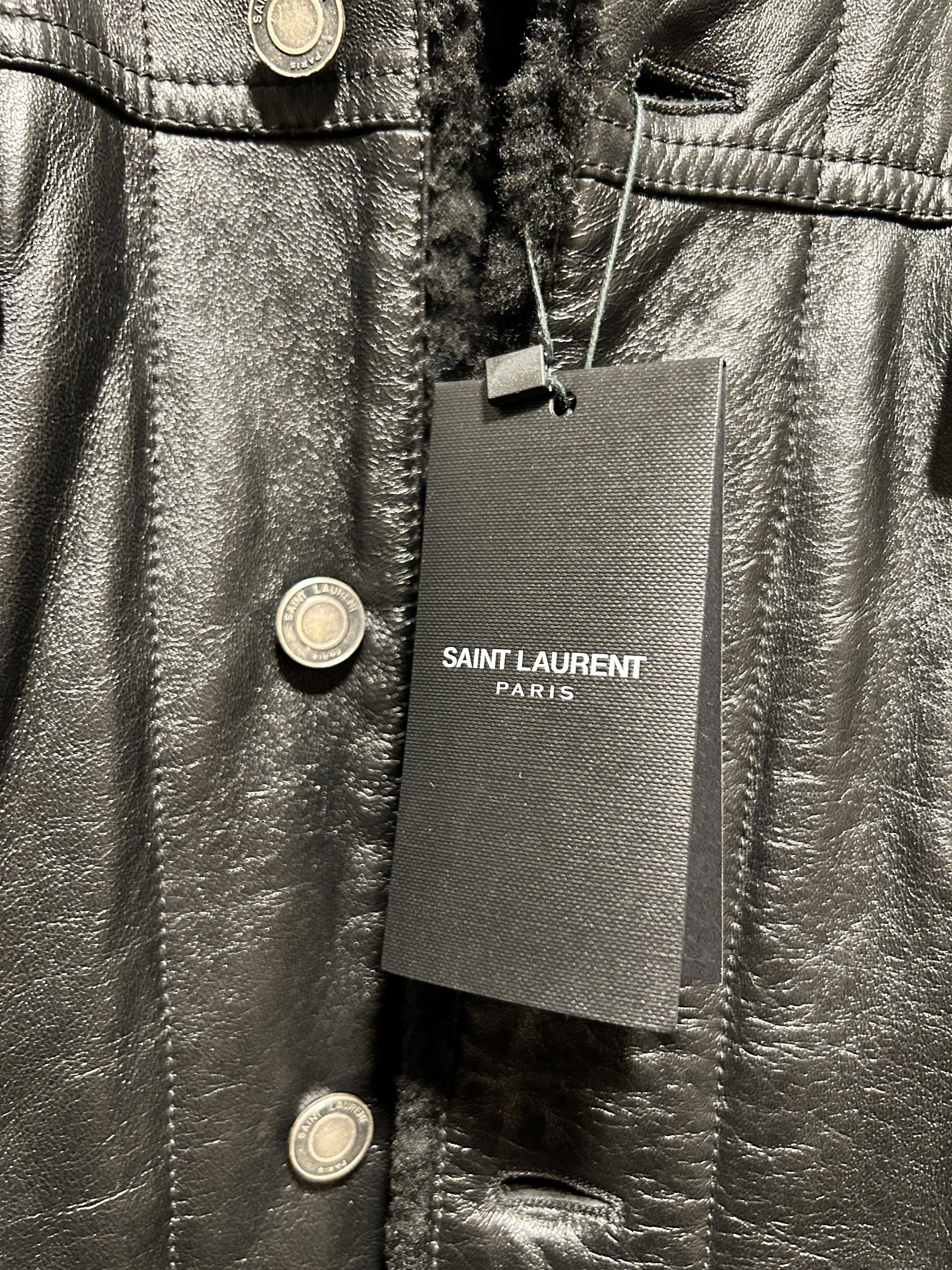 Yves Saint Laurent Shearling Jacket Leather Black Bomber Flight F/W 19 Size US M / EU 48-50 / 2 - 5 Thumbnail