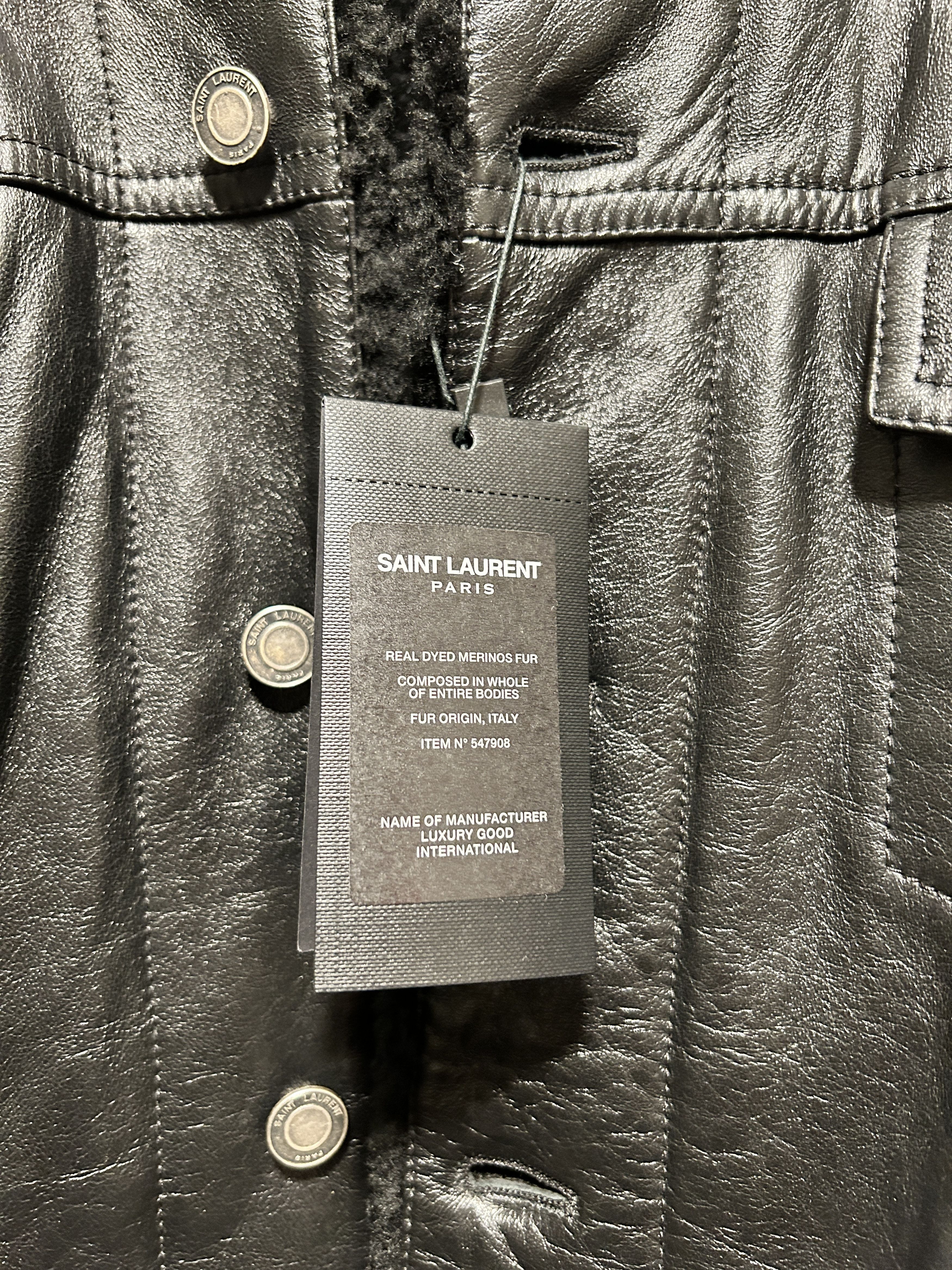 Yves Saint Laurent Shearling Jacket Leather Black Bomber Flight F/W 19 Size US M / EU 48-50 / 2 - 2 Thumbnail