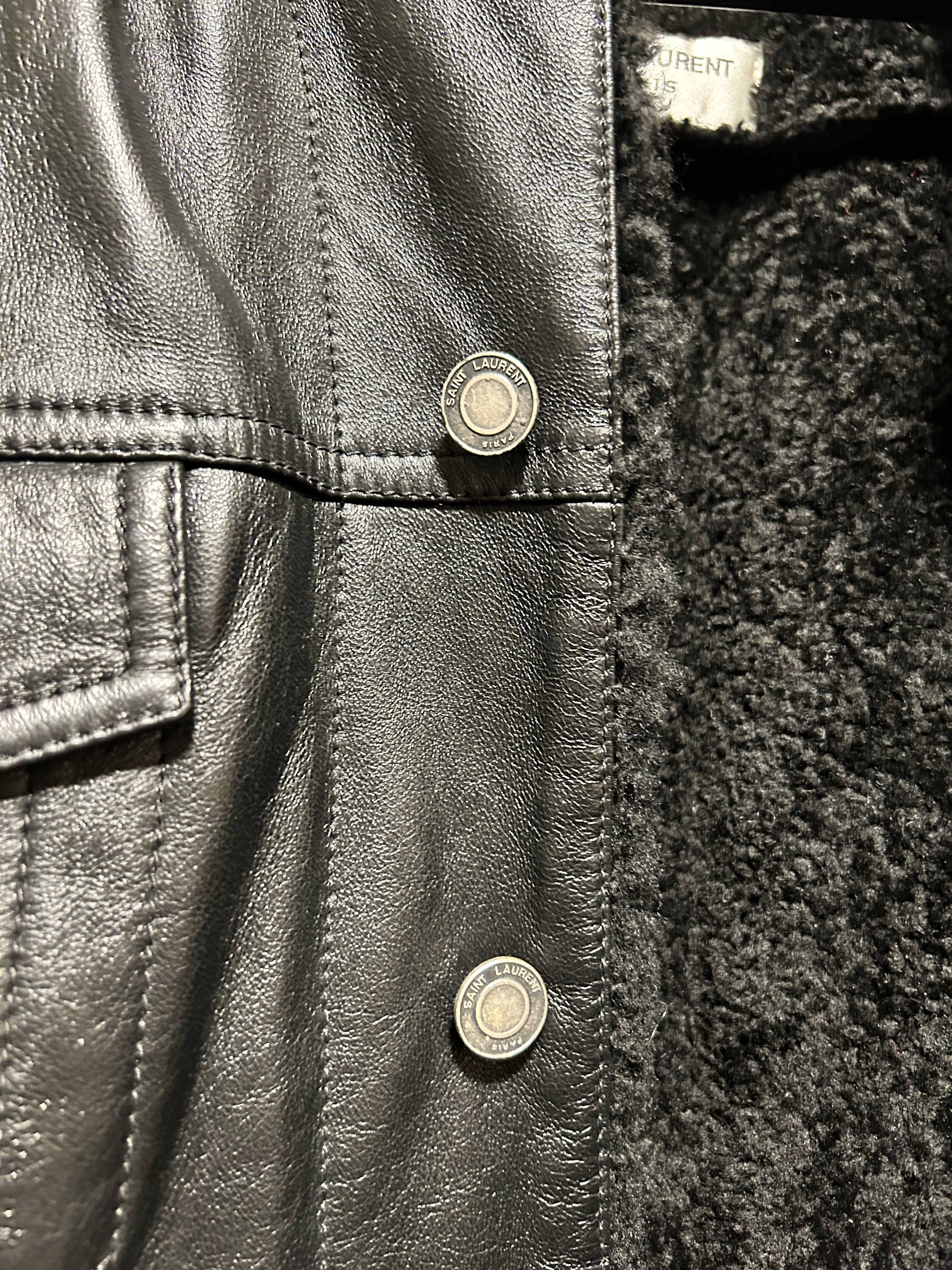 Yves Saint Laurent Shearling Jacket Leather Black Bomber Flight F/W 19 Size US M / EU 48-50 / 2 - 4 Thumbnail