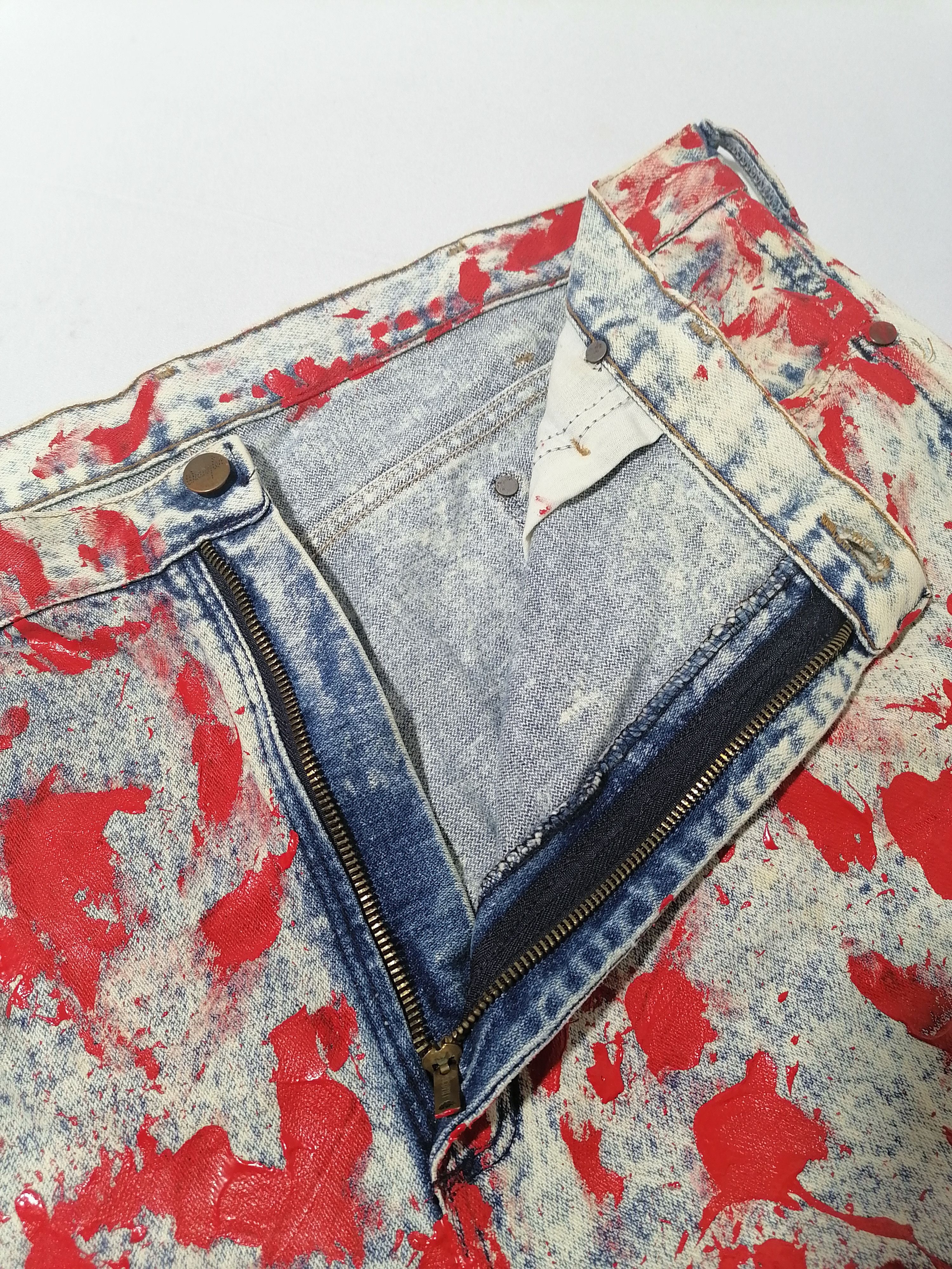 Wrangler Wrangler Red Painted Denim Jeans Size US 39 - 5 Thumbnail