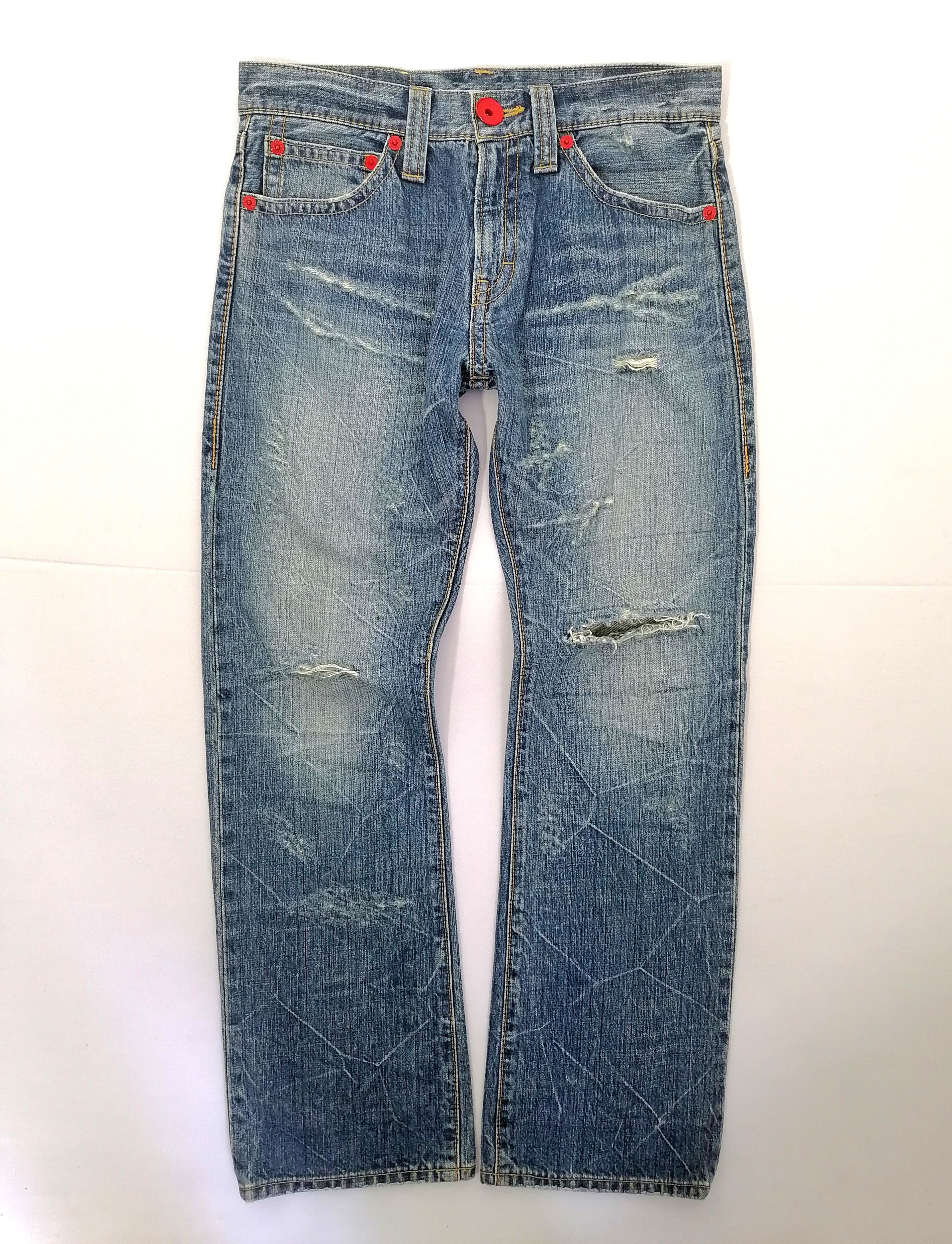 Japanese Brand Co & Lu Original Distressed Denim Jeans Printed Designs Size US 32 / EU 48 - 1 Thumbnail
