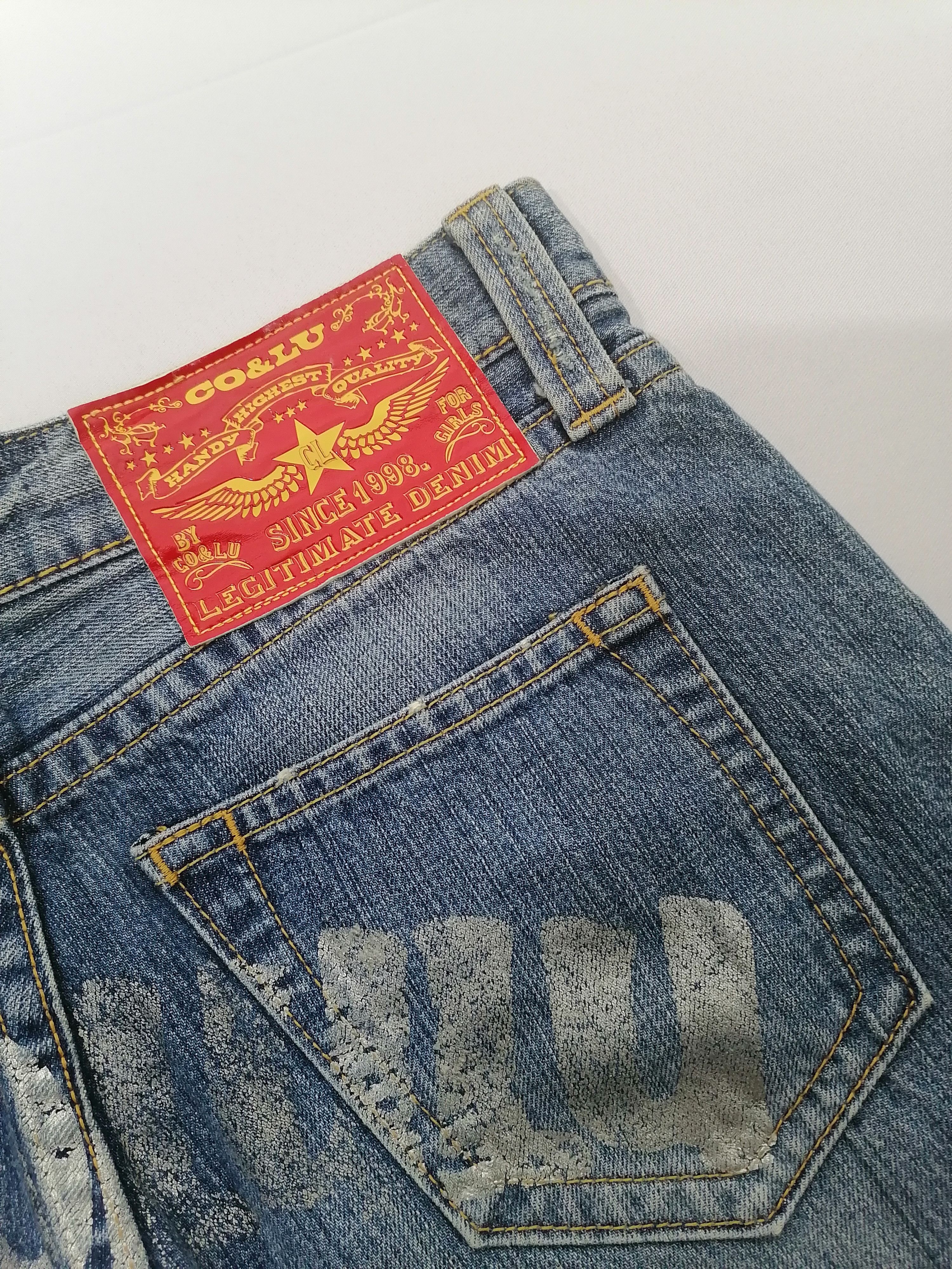 Japanese Brand Co & Lu Original Distressed Denim Jeans Printed Designs Size US 32 / EU 48 - 4 Thumbnail