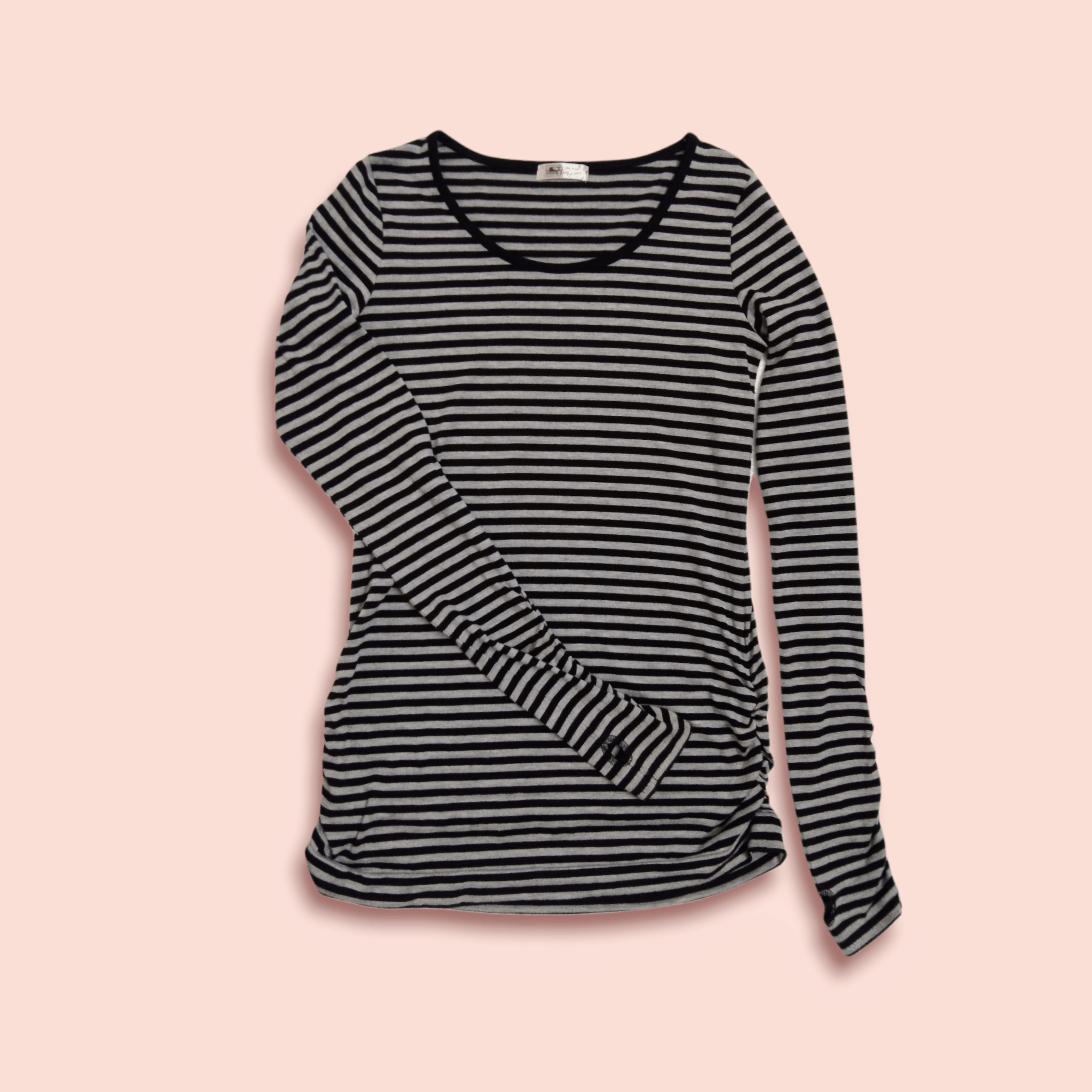 image of Individual Designer Vintage Stripes Long Sleeve Top in Black/Grey, Women's (Size Medium)