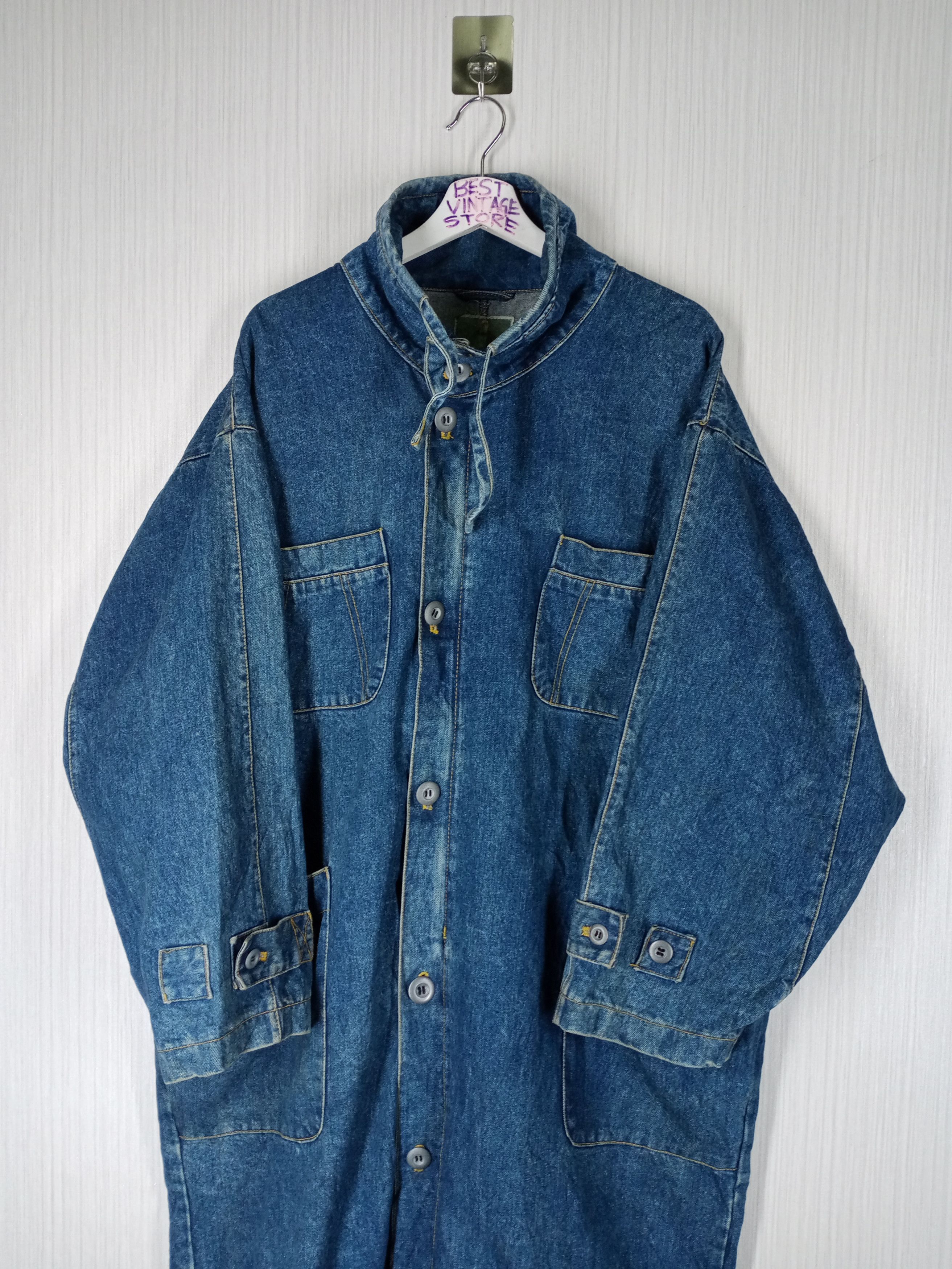 Japanese Brand Vintage 90s Japanese Brand Indigo Denim Long Parka Jacket Size US XL / EU 56 / 4 - 5 Thumbnail