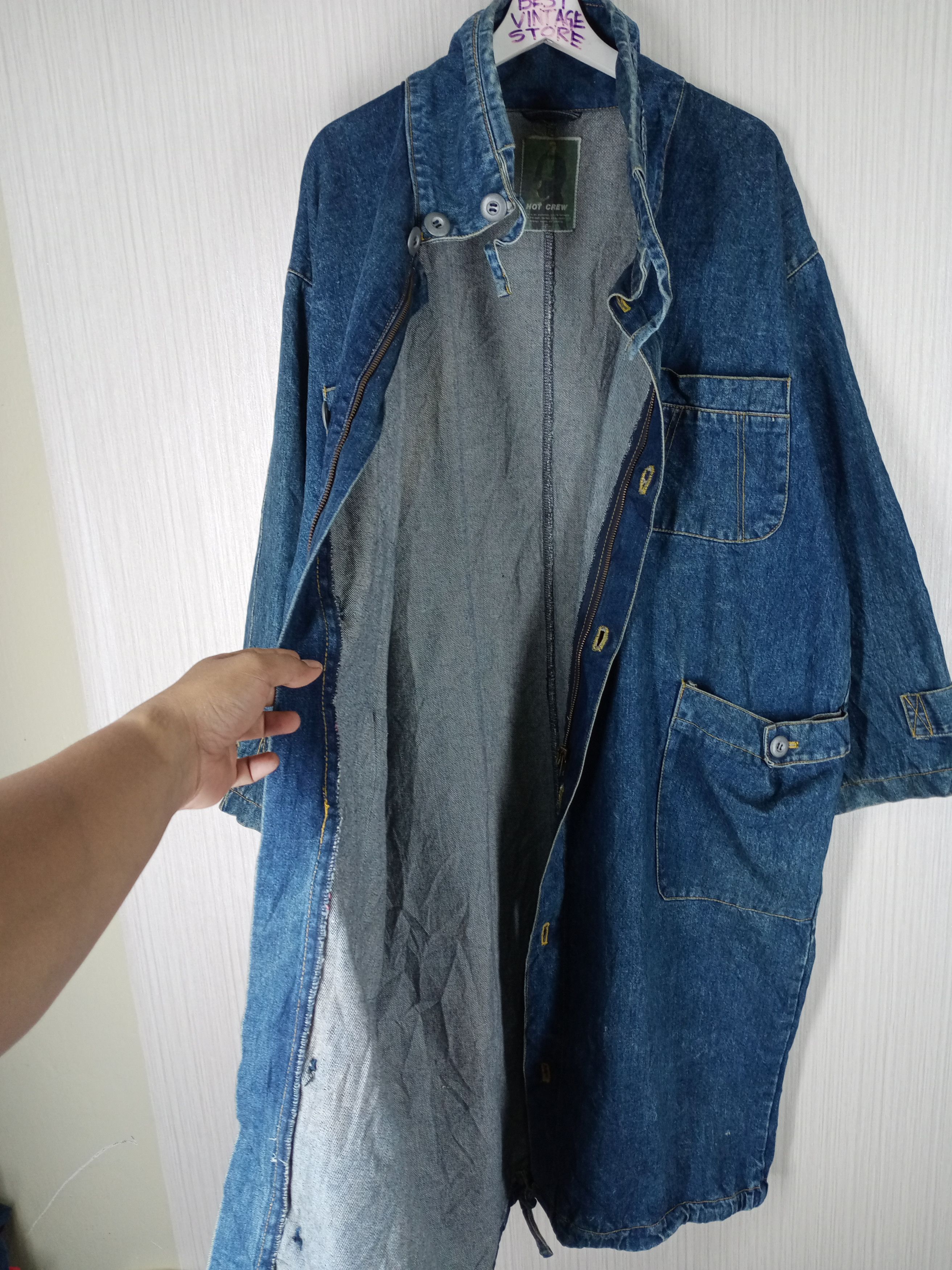 Japanese Brand Vintage 90s Japanese Brand Indigo Denim Long Parka Jacket Size US XL / EU 56 / 4 - 3 Thumbnail