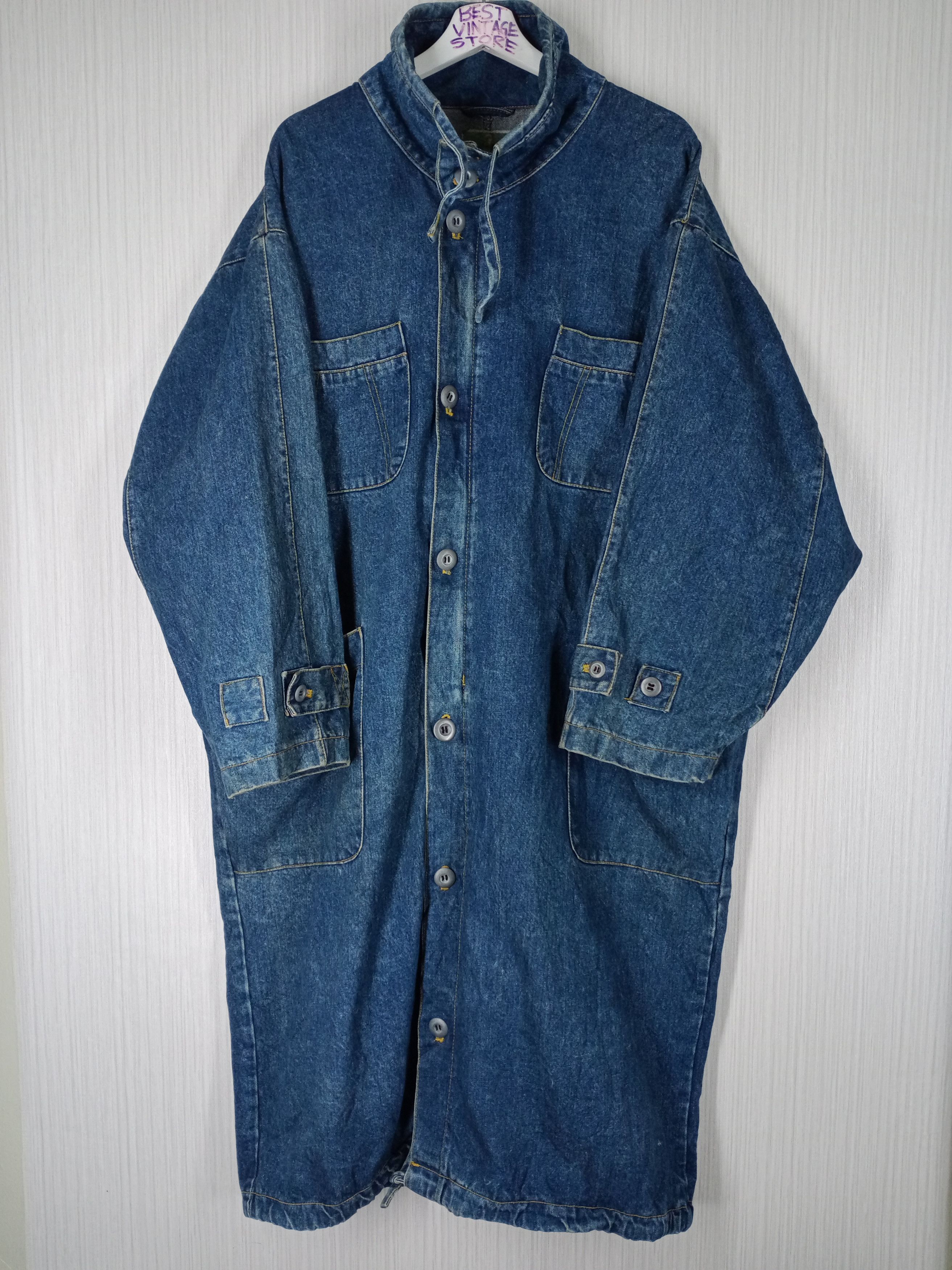 Vintage 90s Japanese Brand Indigo Denim Long Parka Jacket