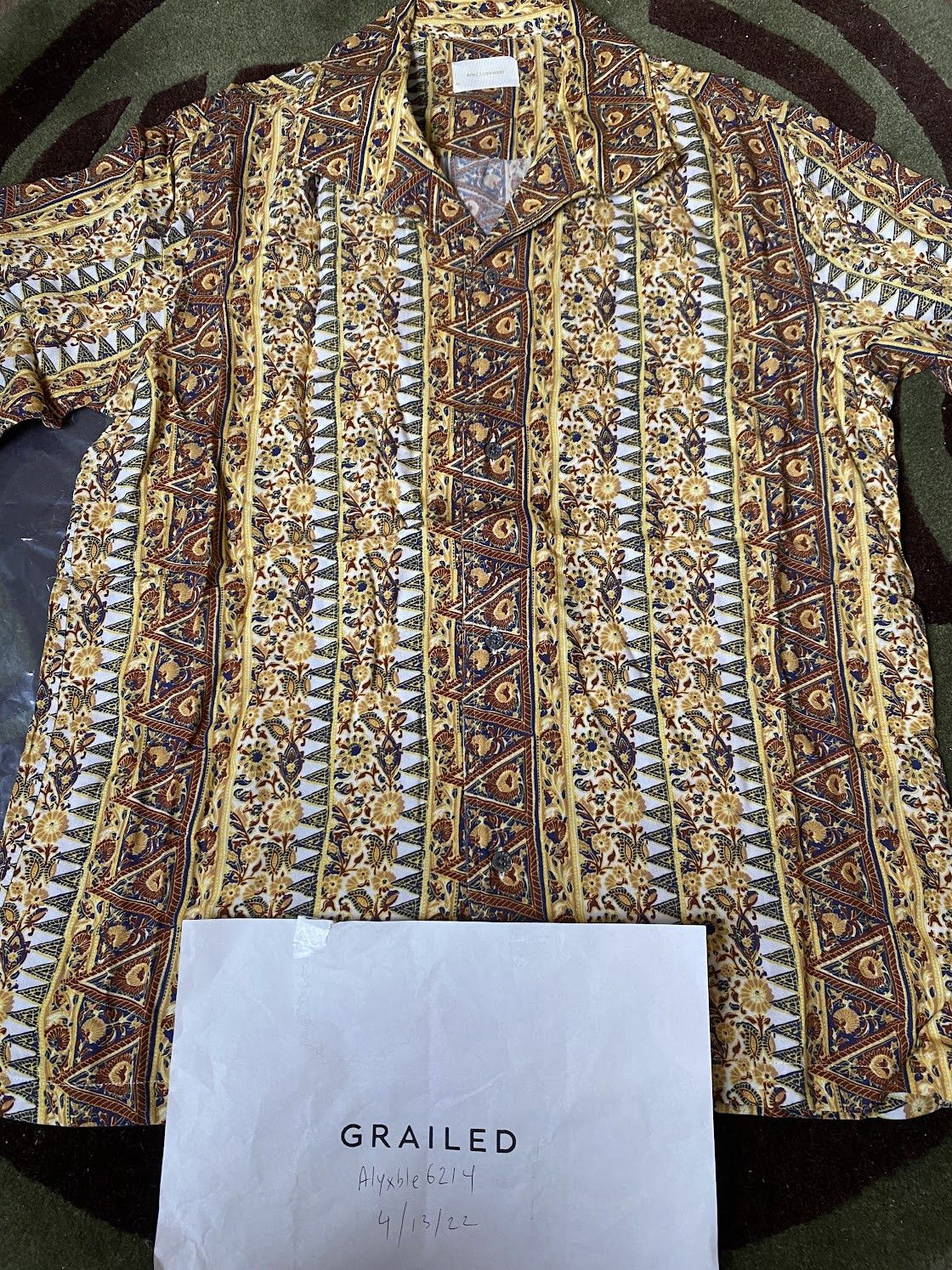 image of Aime Leon Dore Printed Leisure Shirt- Barocco Bronze in Bronze Brown, Men's (Size Medium)