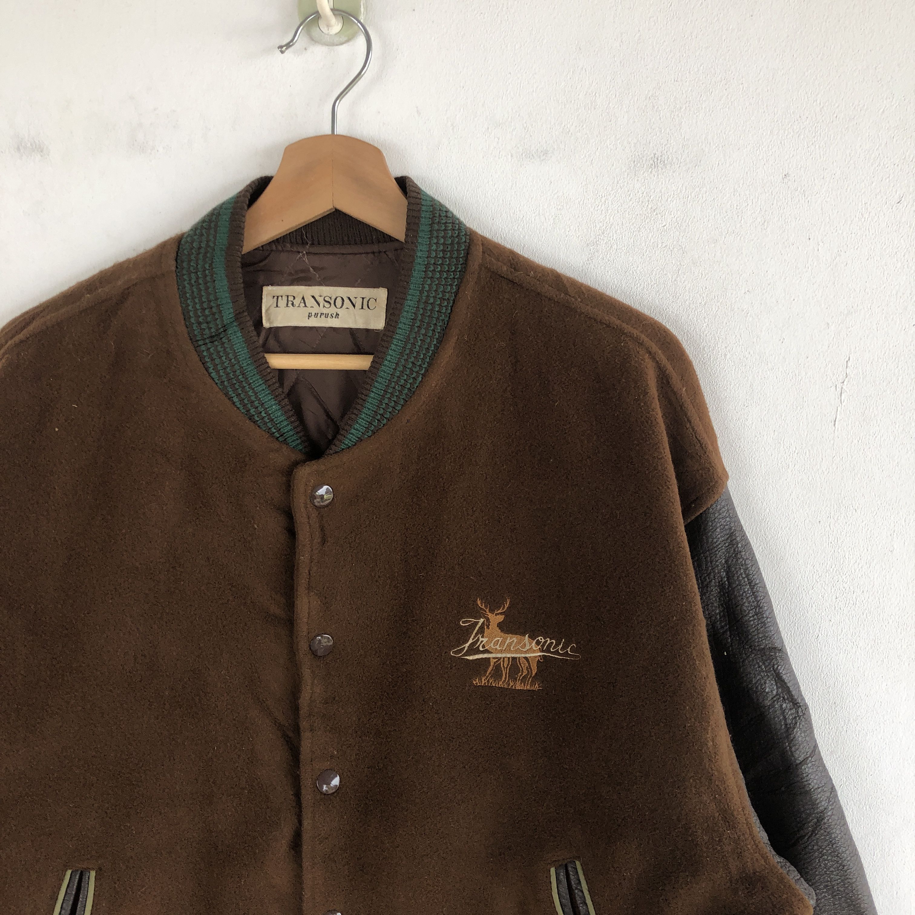 Japanese Brand Vintage Transonic Varsity Jackets Leather Wool Jacket Size US XL / EU 56 / 4 - 6 Thumbnail