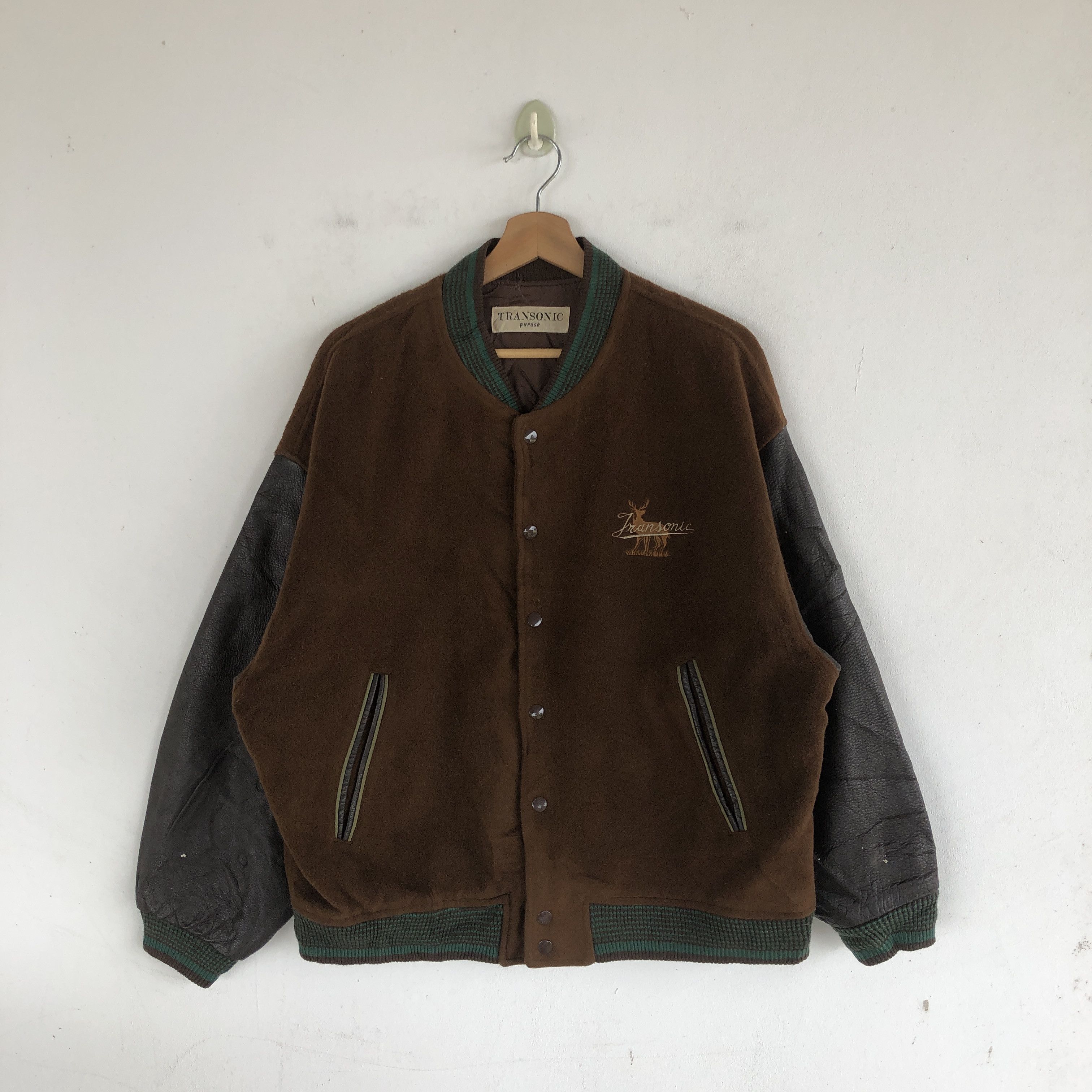 Japanese Brand Vintage Transonic Varsity Jackets Leather Wool Jacket Size US XL / EU 56 / 4 - 2 Thumbnail