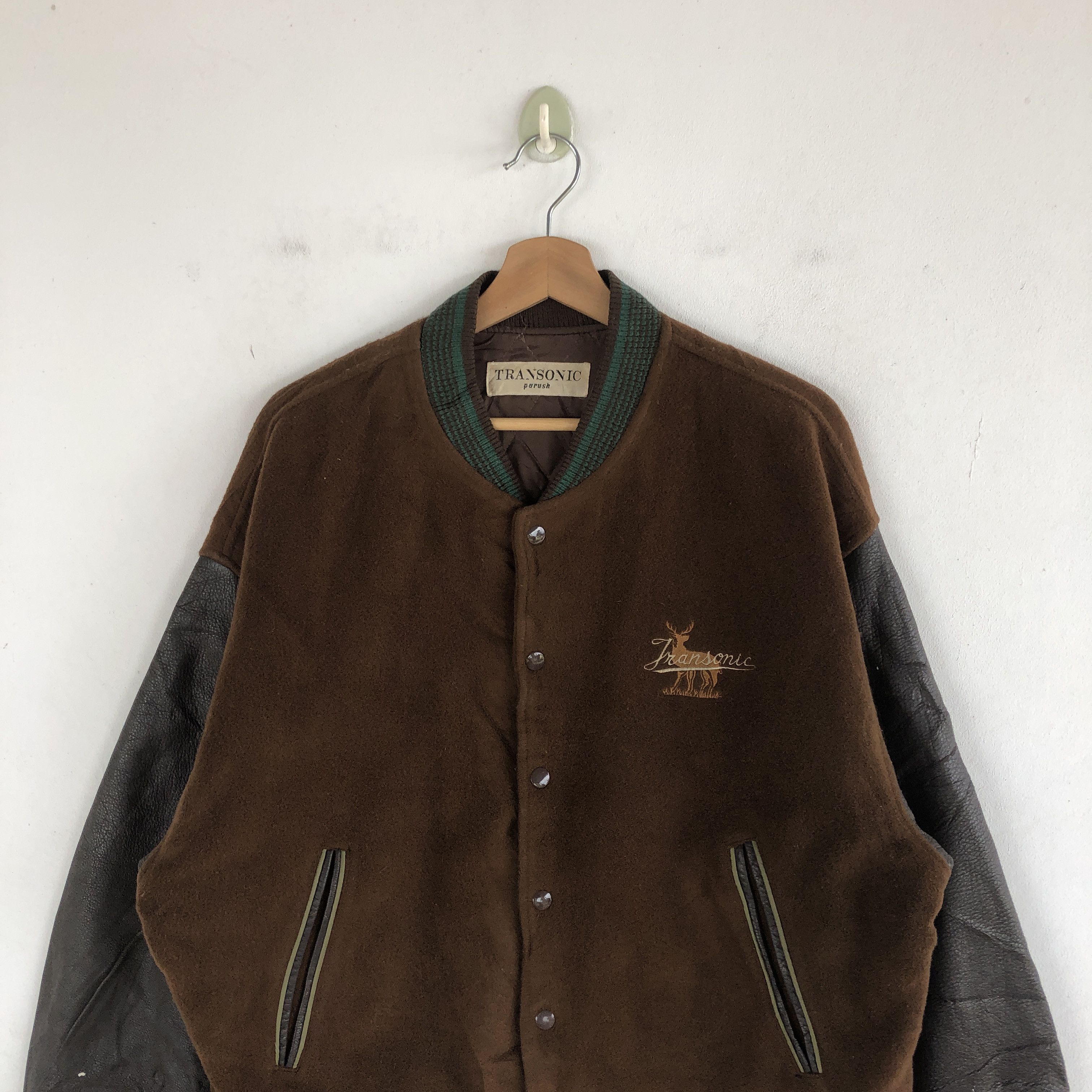 Japanese Brand Vintage Transonic Varsity Jackets Leather Wool Jacket Size US XL / EU 56 / 4 - 4 Thumbnail