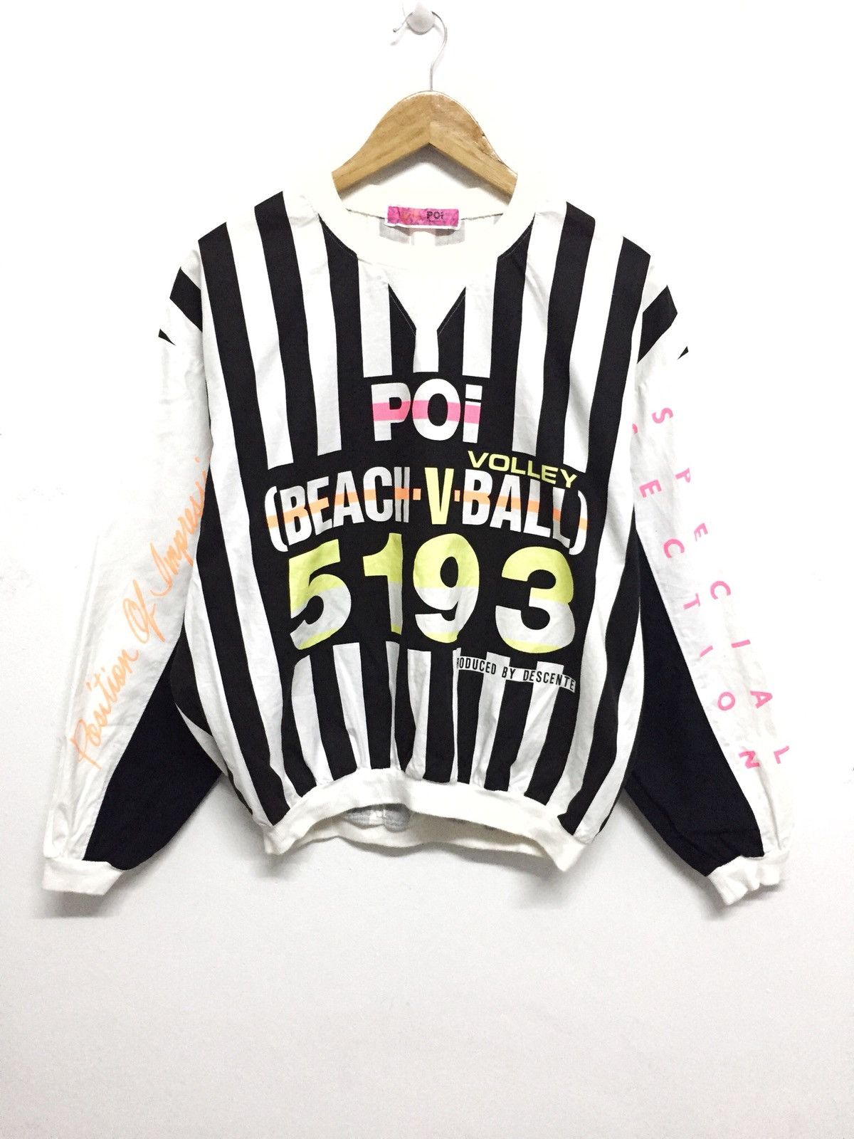 Descente Vintage 90s Jail Striped POi Volleyball Jumper Size US L / EU 52-54 / 3 - 1 Thumbnail