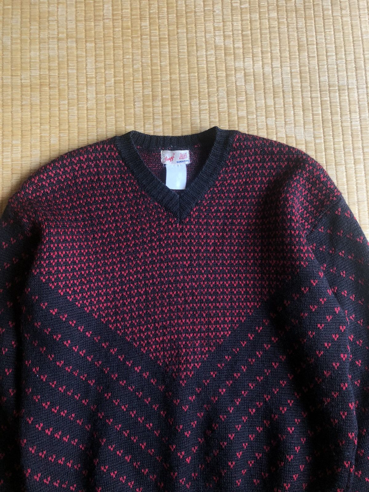 image of Hoggs Of Fife x Needles Grailhoggs Nepenthes Native Tribal Heavy Knitwear in Dark Blood Red (Size S