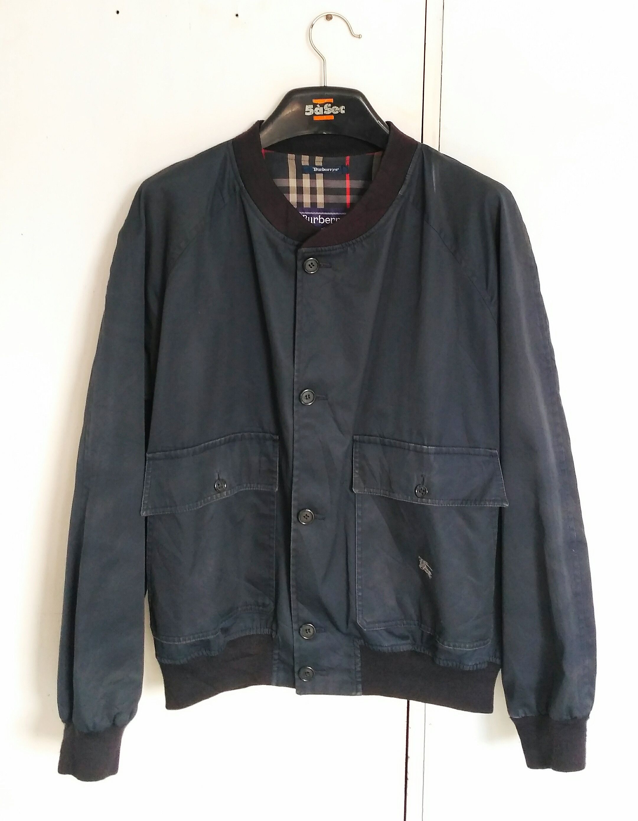 image of Vintage Burberrys Light Jacket Bomberstyle Size L in Blue/Navy, Men's