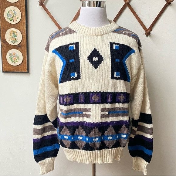 Vintage Vintage 1980s Nordic Sweater Size US L / EU 52-54 / 3 - 15 Thumbnail