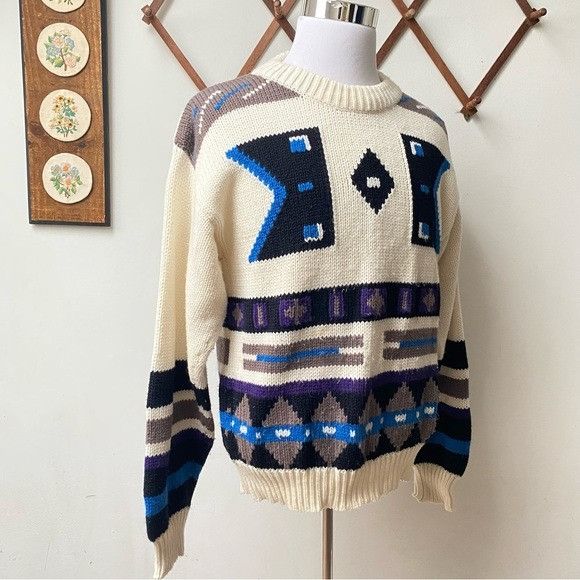 Vintage Vintage 1980s Nordic Sweater Size US L / EU 52-54 / 3 - 8 Thumbnail