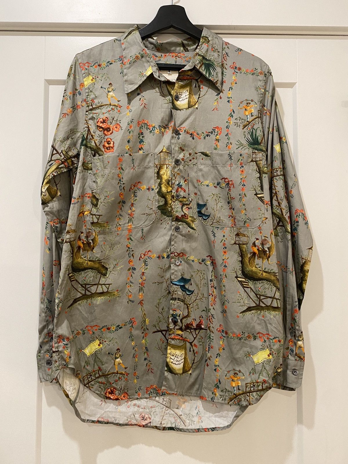 image of Paul Harnden Shoemakers 22Aw Printed Shirts in Grey, Men's (Size Medium)