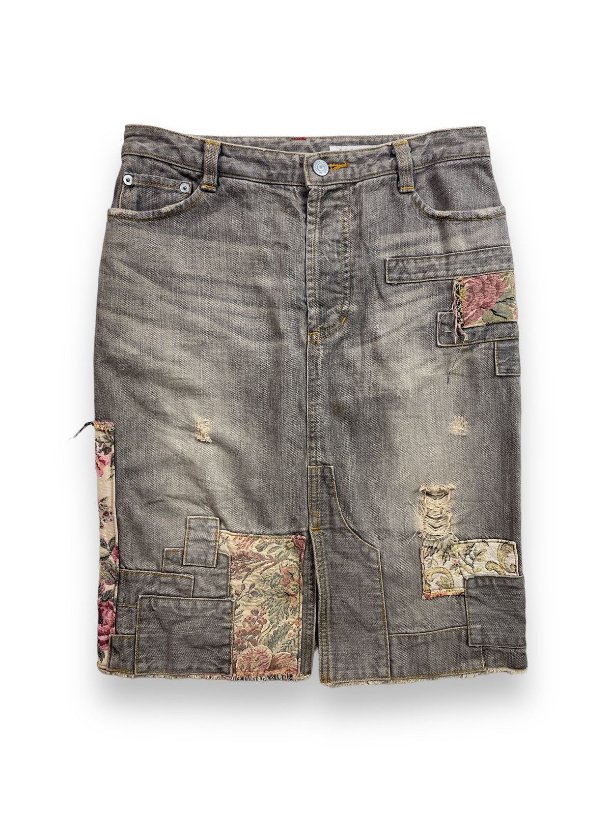Issey Miyake Floral Tapestry Patchwork Miyake S. Kuwahara Skirt Jeans Size 28" / US 6 / IT 42 - 1 Thumbnail