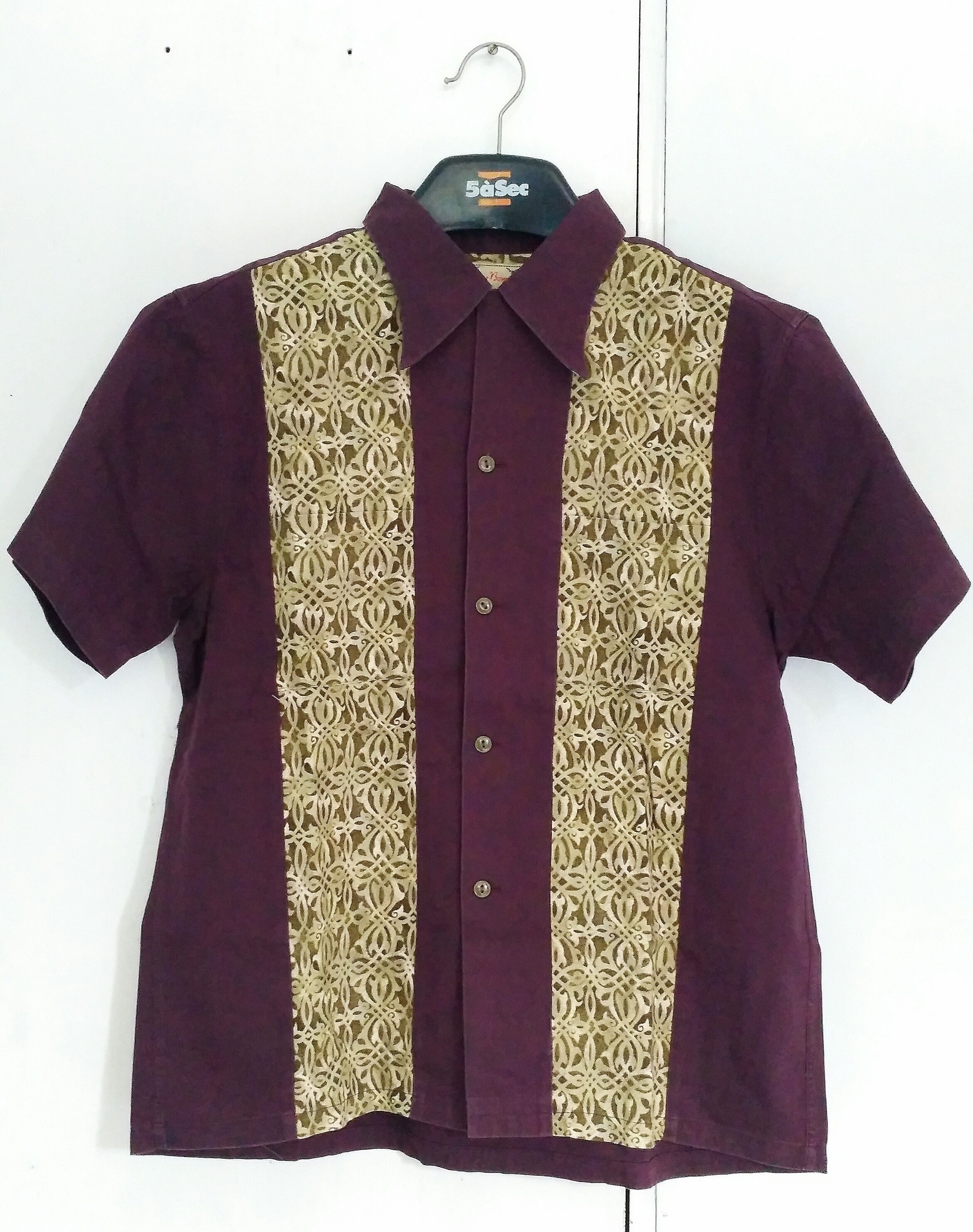 image of Vintage Dry Bones Hawaiian Shirt Japan in Purple, Men's (Size Large)