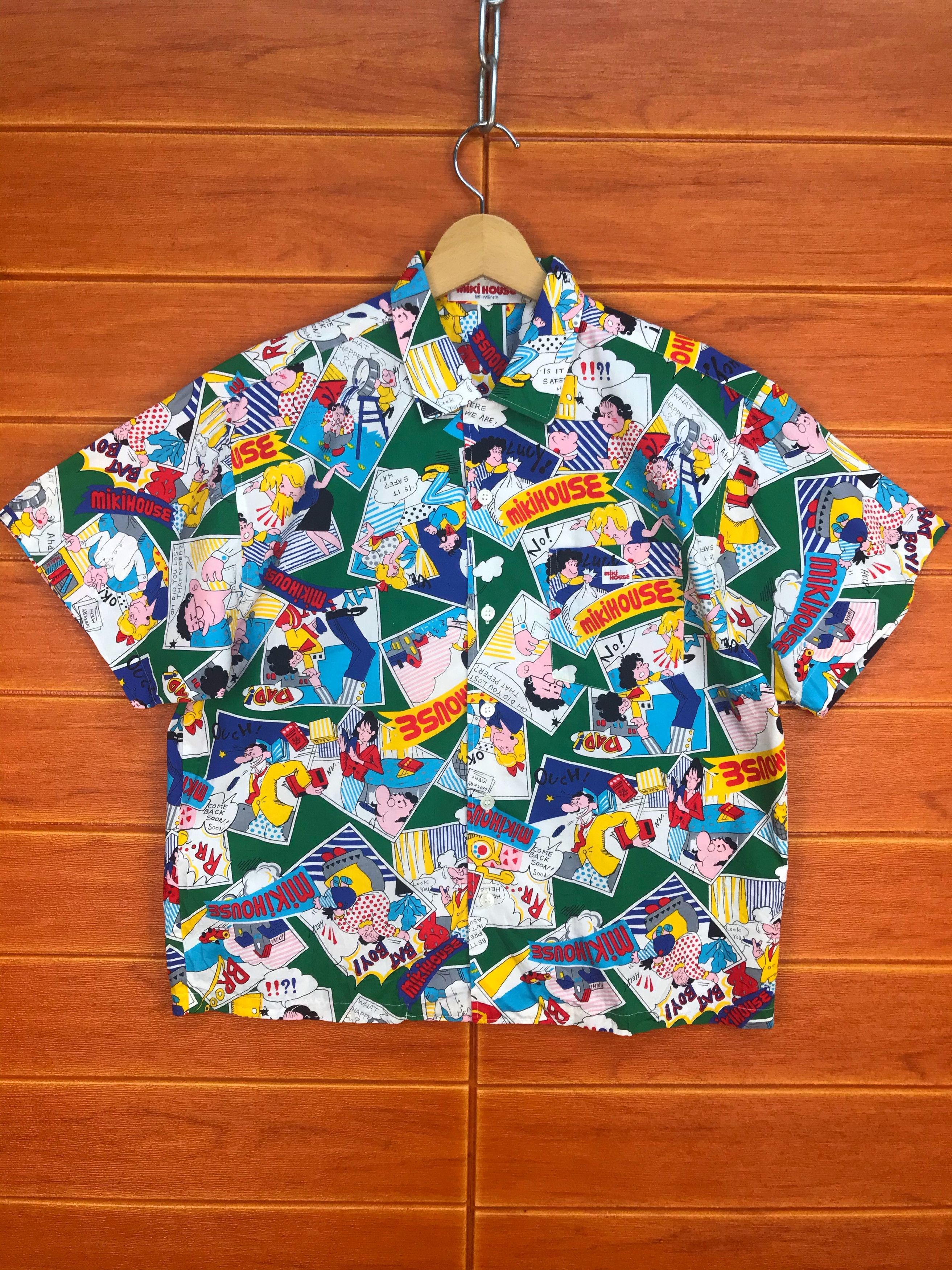 Vintage Vintage 80s MIKI HOUSE All Over Print Cropped Shirt Size US M / EU 48-50 / 2 - 2 Thumbnail