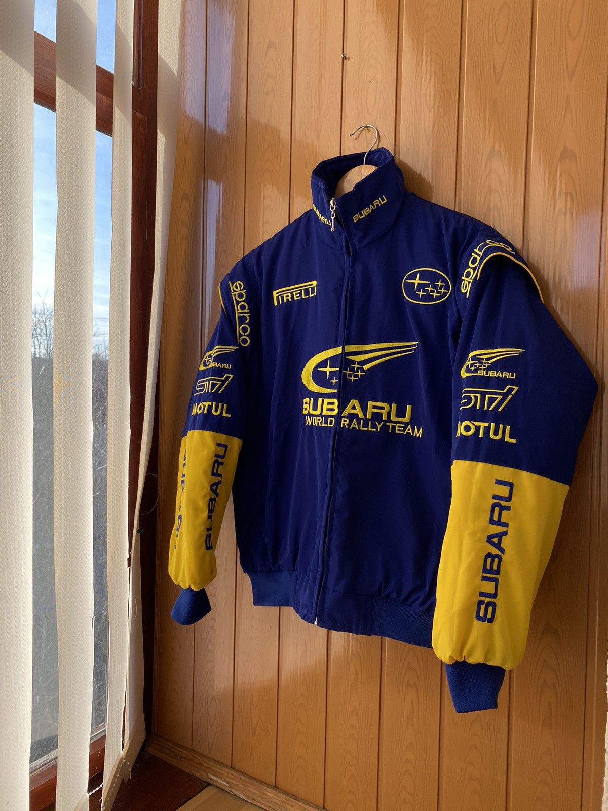 Pre-owned Formula Uno X Racing Vintage Subaru Sti World Rally Team Wrc Racing Jacket In Navy