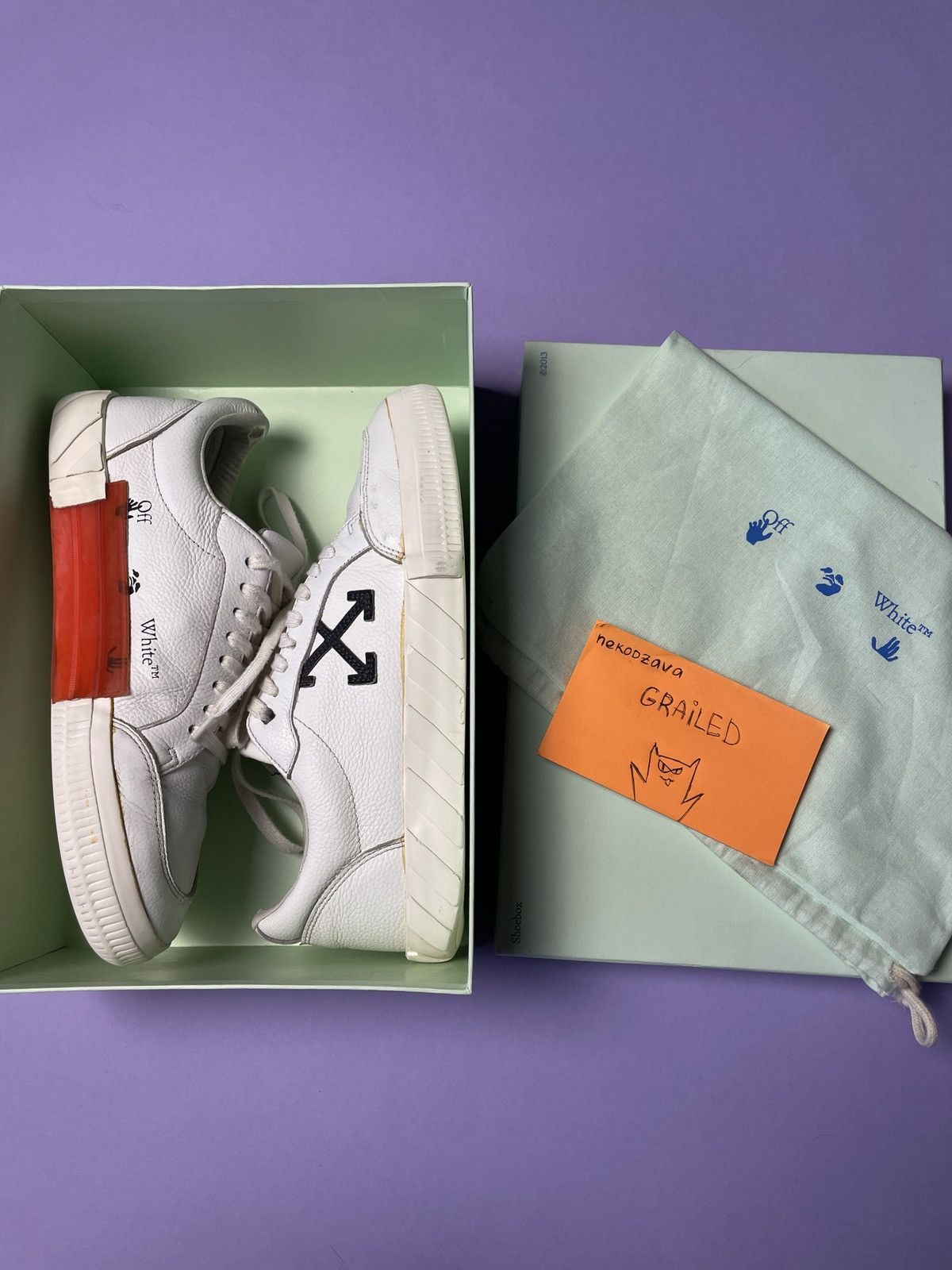 image of Off White Off-White Off-White Low Vulc White Iridescent Sneakers, Men's (Size 10)