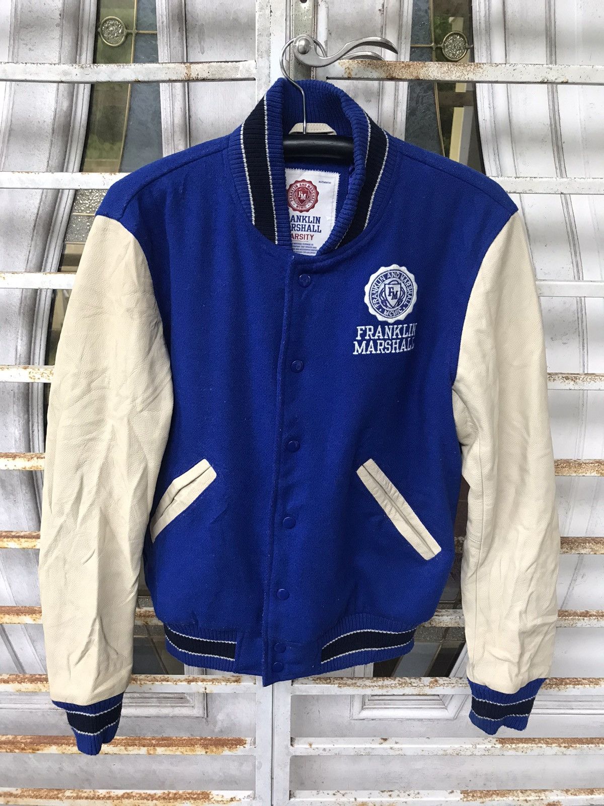 Franklin Marshall Varsity Jacket Vintage Vintage FRANKLIN MARSHALL Leather Sleeve Varsity Jacket Grailed