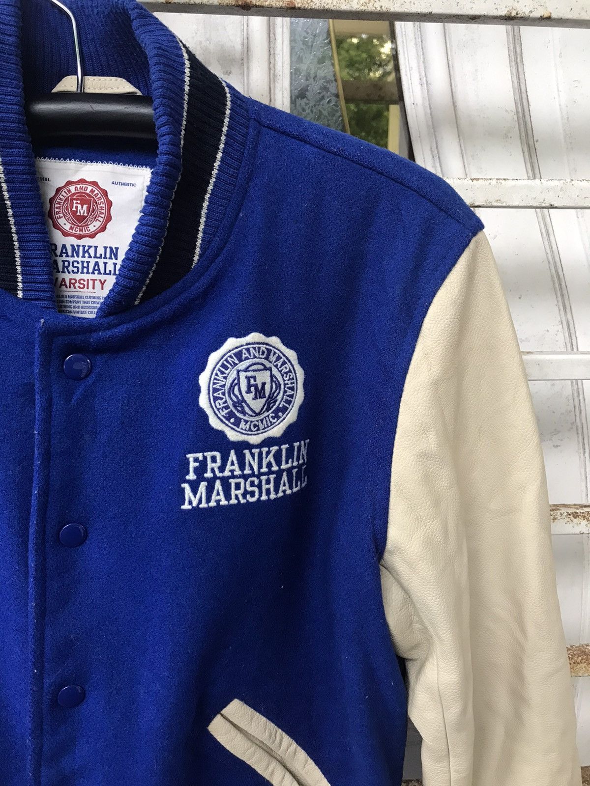 Franklin & Marshall Vintage FRANKLIN MARSHALL Leather Sleeve Varsity Jacket Size US S / EU 44-46 / 1 - 4 Thumbnail