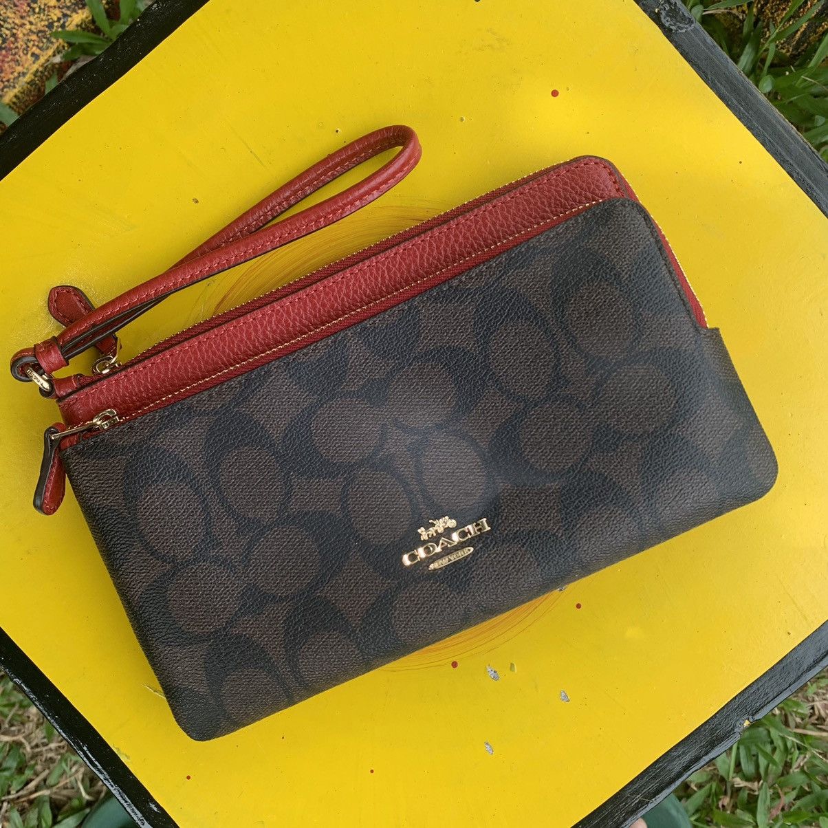 image of Coach Double Zip Wallet in Brown, Women's