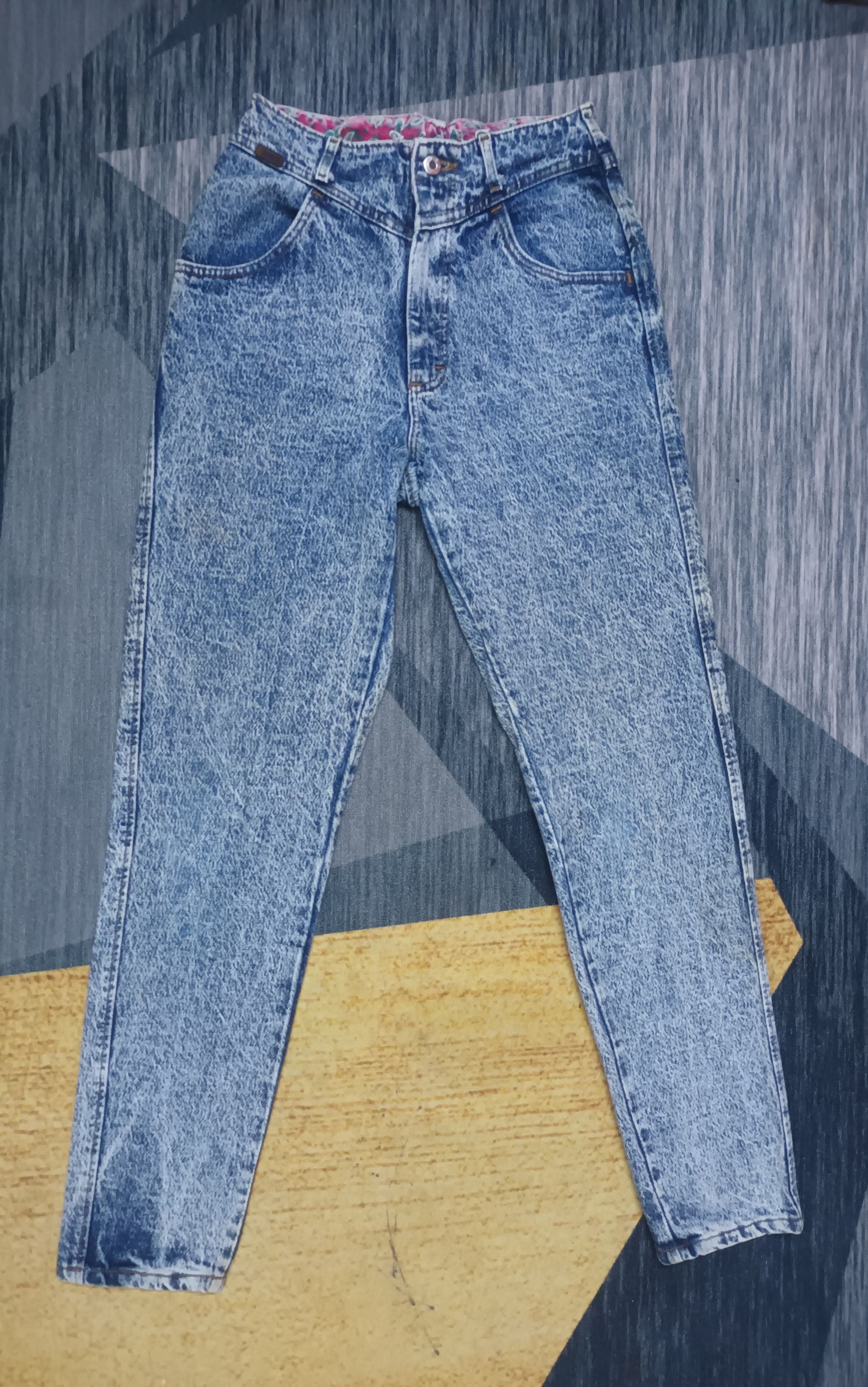 image of Lee Acid Wash Denim Pants Made In Usa in Blue White, Women's (Size 25)