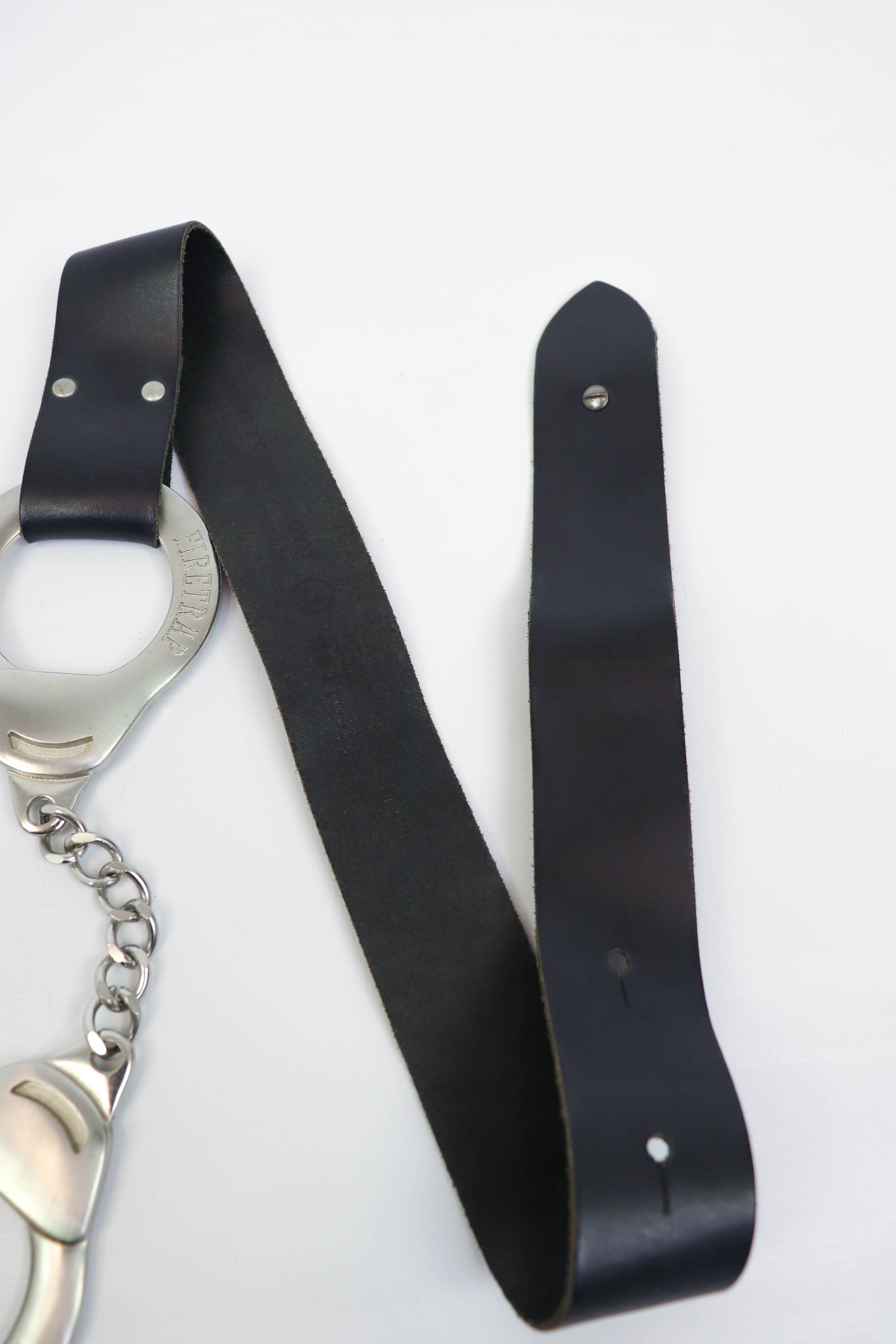 Firetrap Firetrap Handcuffs Buckle UK Made Black Leather Waist Belt Size ONE SIZE - 4 Thumbnail