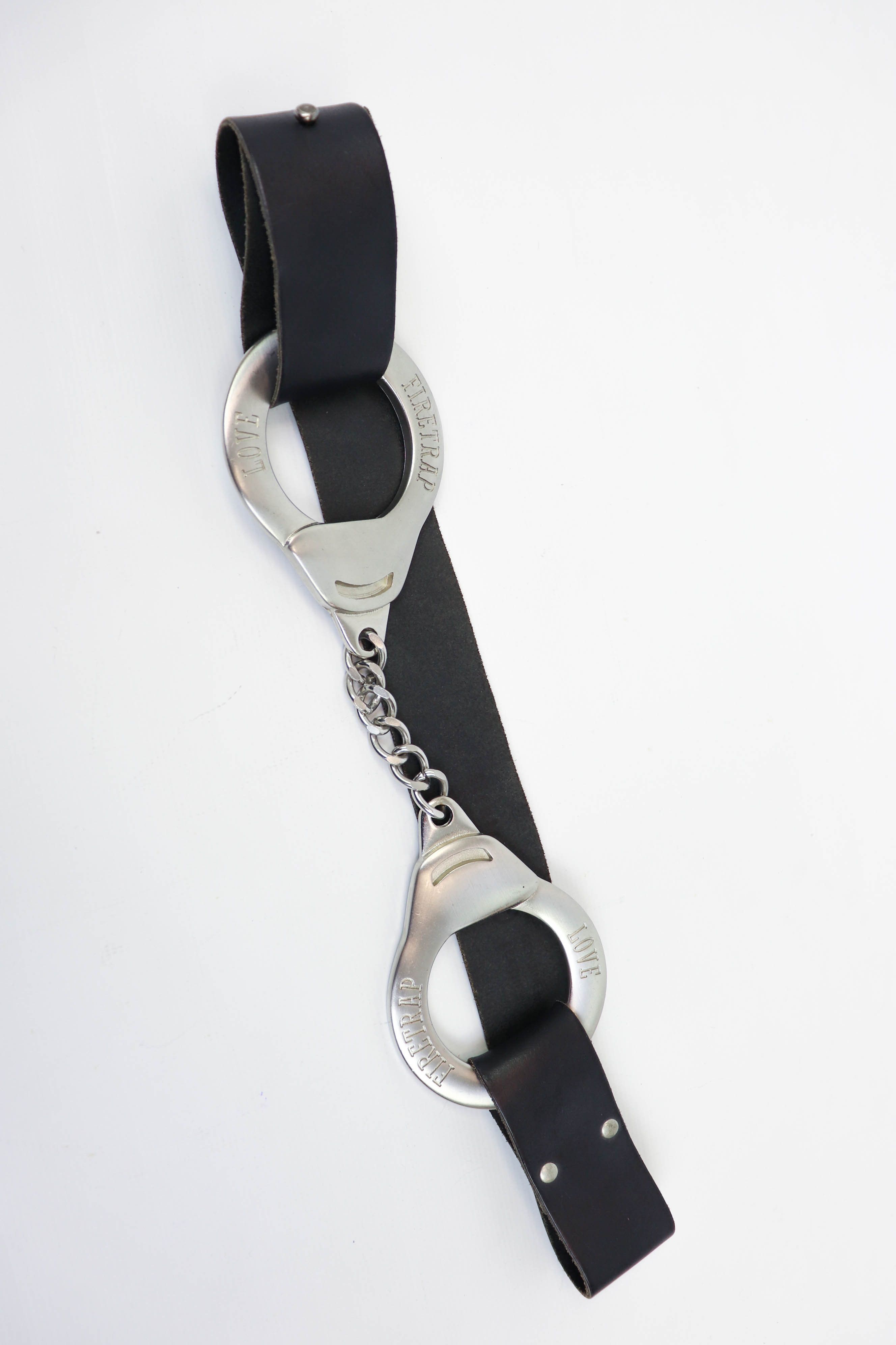 Firetrap Firetrap Handcuffs Buckle UK Made Black Leather Waist Belt Size ONE SIZE - 2 Thumbnail