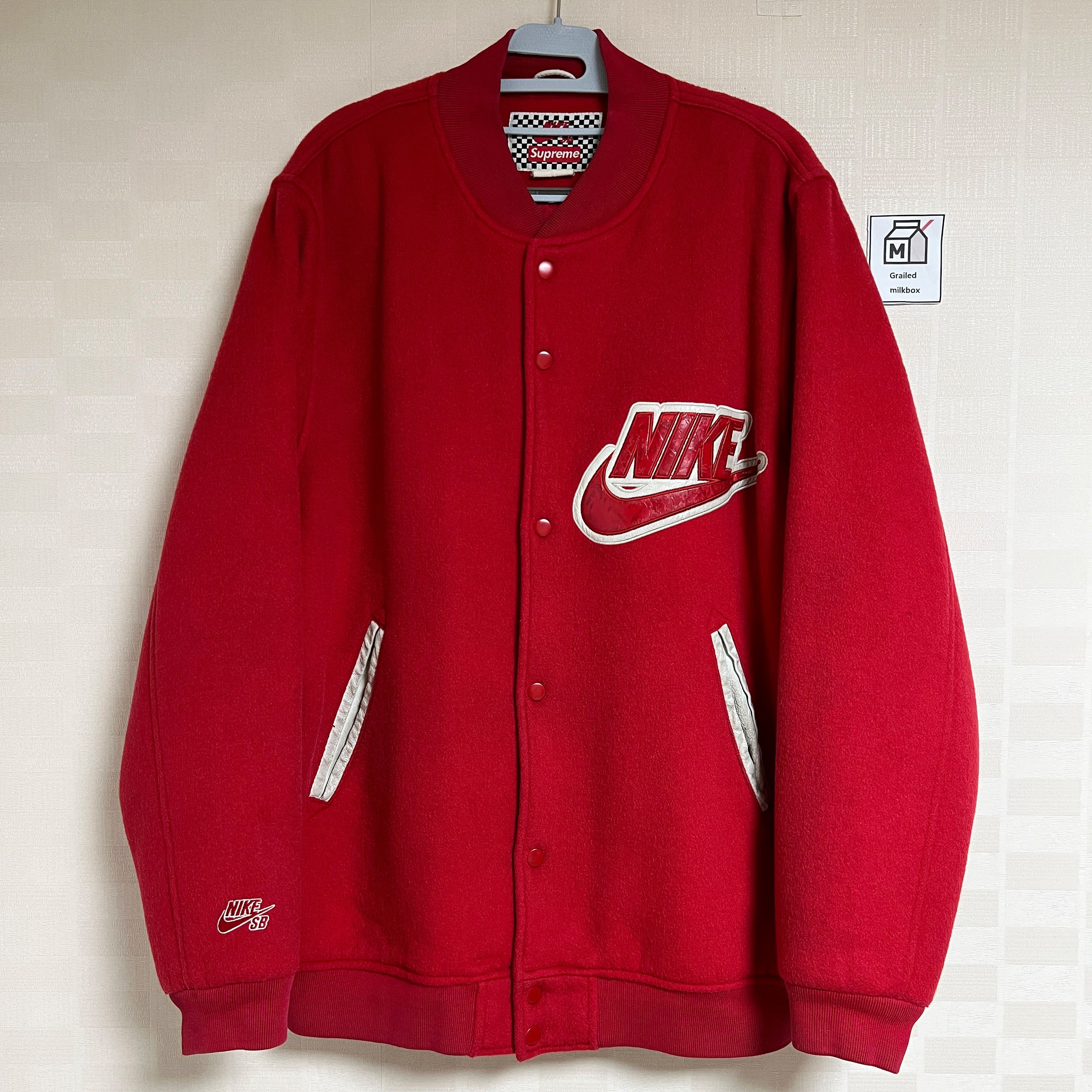 Nike Supreme Supreme x Nike SB Varsity Jacket Red 2007 Grailed