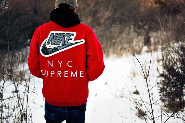 Supreme Supreme x Nike SB Varsity Jacket Red 2007 | Grailed